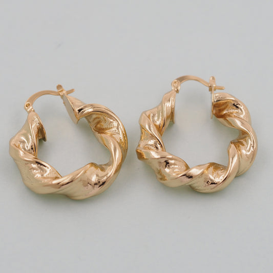 1pair 18K Gold Filled twist Hoops Earrings,Gold Earrings,Dainty Hoops Huggie,Gold Huggies Hoop Earrings