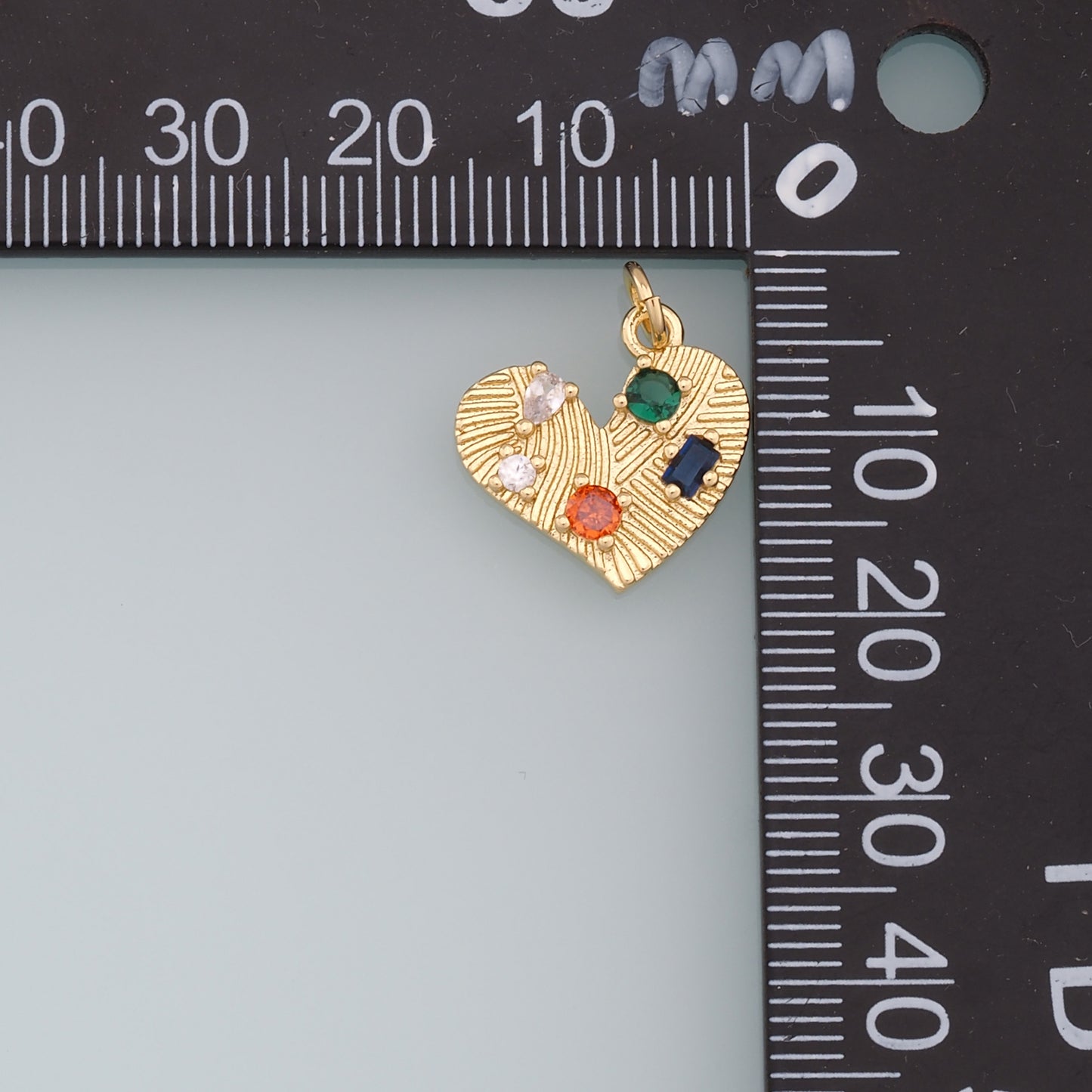 18K Gold Filled Heart Pendant,CZ Heart Charm Bracelet Necklace for DIY Jewelry Making Supply