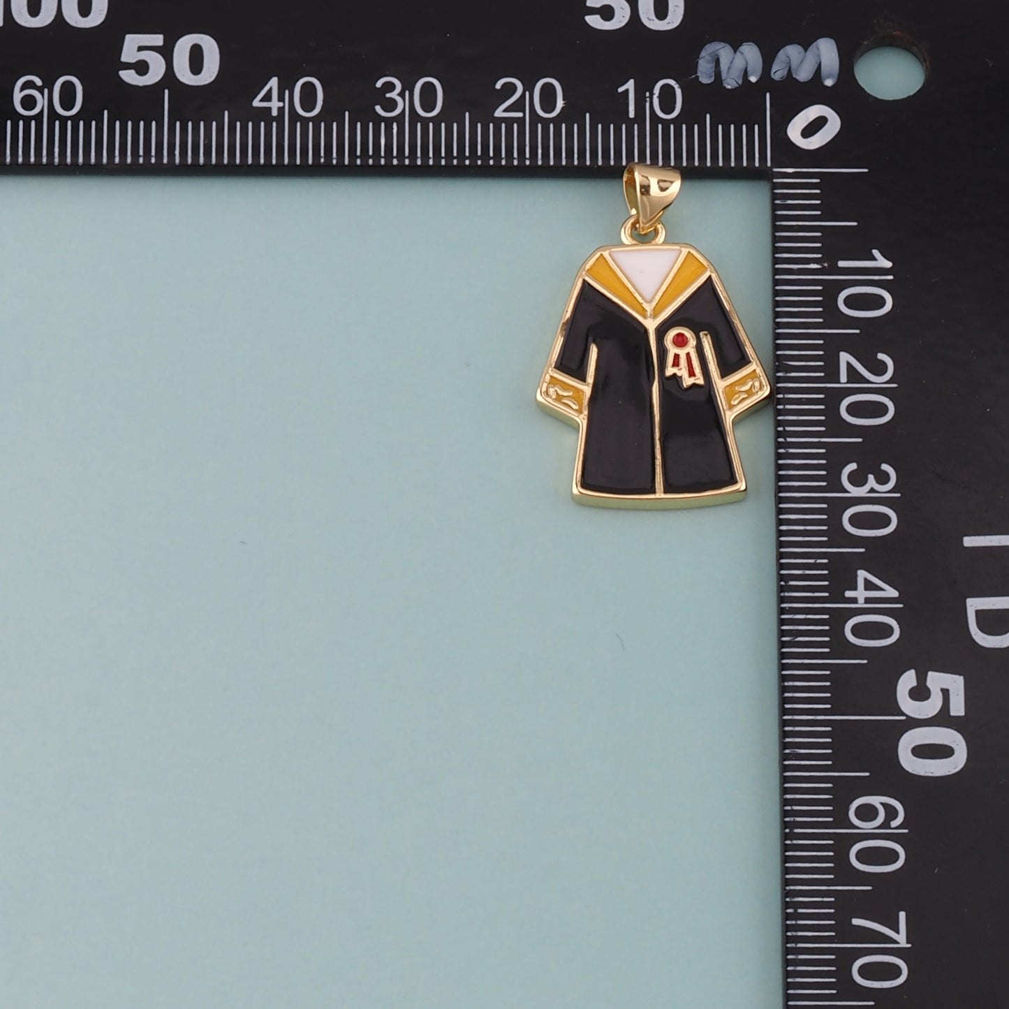 18K Gold Filled Bachelor Uniform Pendant,Enamel Graduation Charm Bracelet Necklace for DIY Jewelry Making Supply