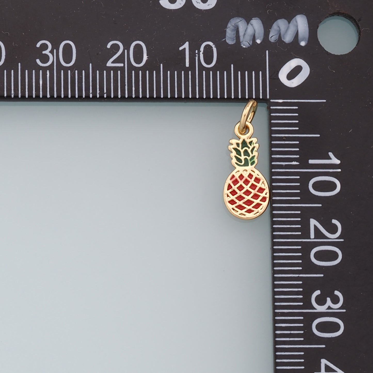 Gold Pineapple Charms,18K Gold Filled Enamel Pineapple Pendant,Fruit Charm Bracelet Necklace for DIY Jewelry Making Supply
