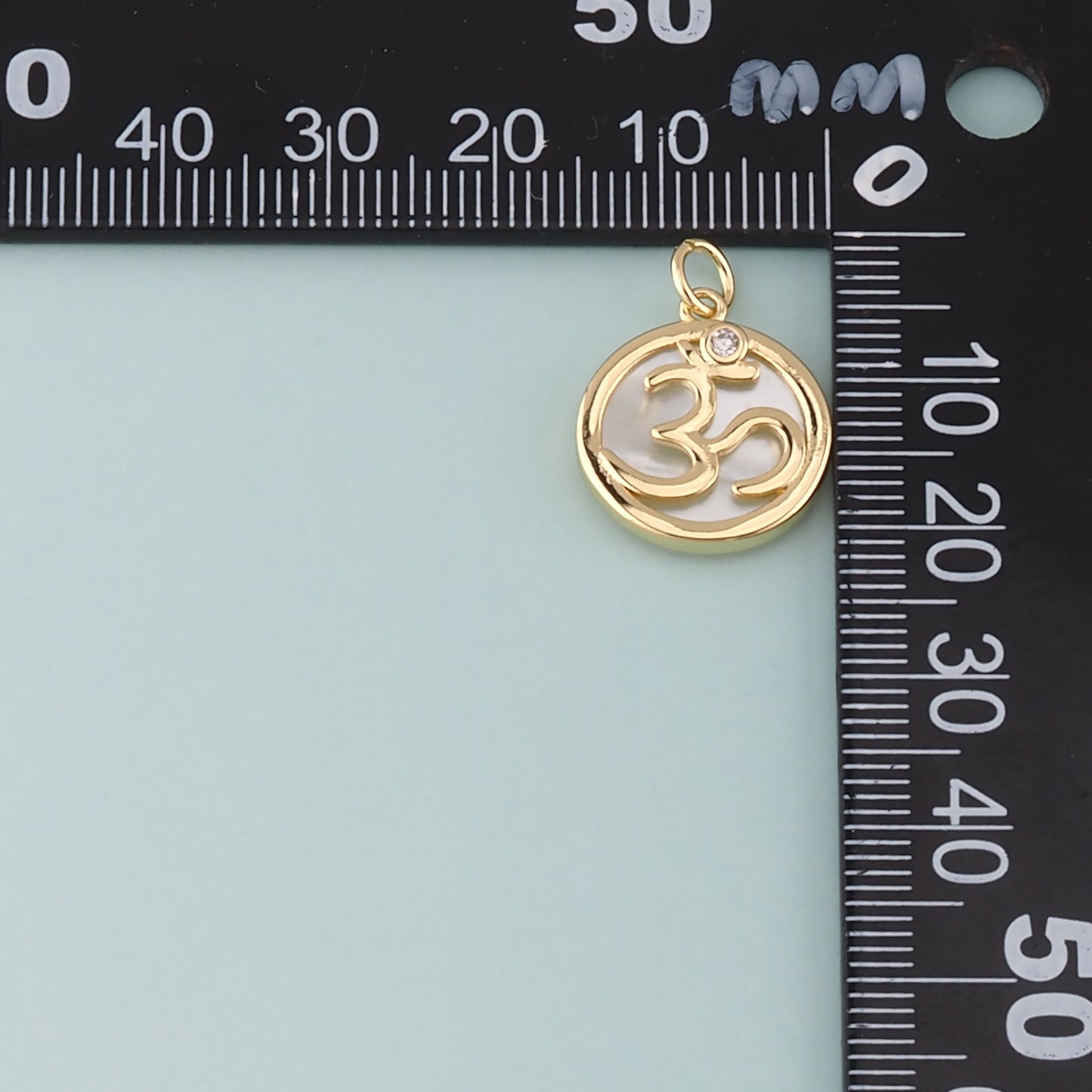 18K Gold Filled Om Pendant,Yoga Charm Bracelet Necklace for DIY Jewelry Making Supply