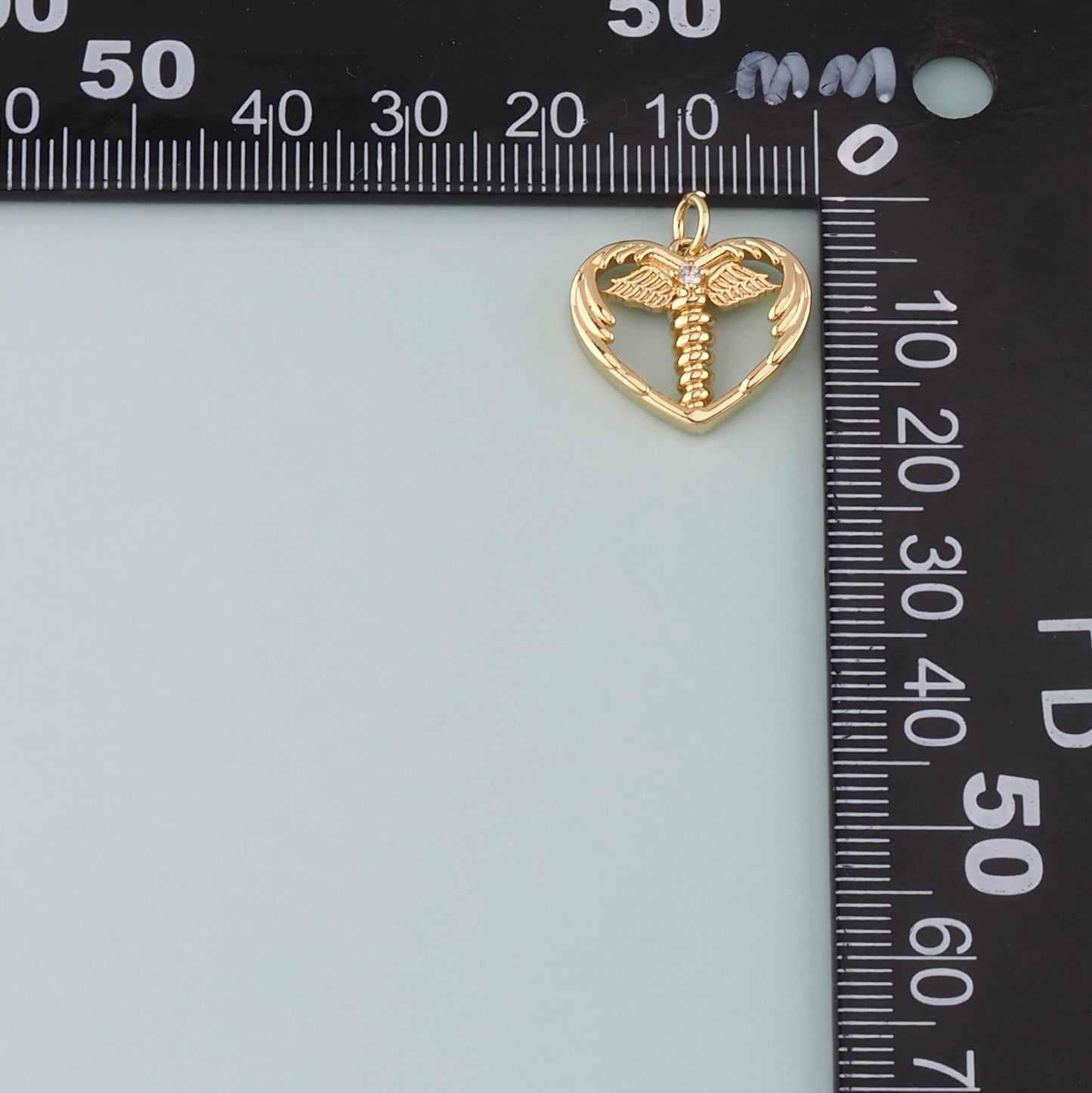 Gold Angel Wings Charms,18K Gold Filled Heart Pendant,CZ Heart Wings Charm Bracelet Necklace for DIY Jewelry Making Supply