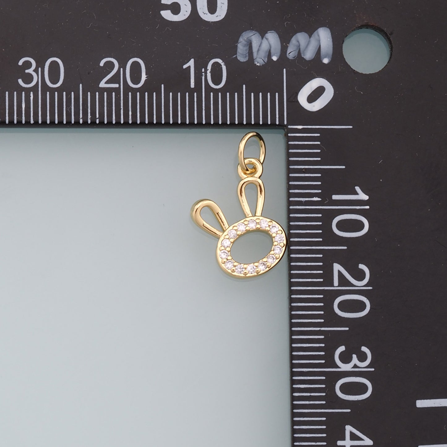 Gold Rabbit Charms,18K Gold Filled Rabbit Pendant,CZ Animal Charm Bracelet Necklace for DIY Jewelry Making Supply