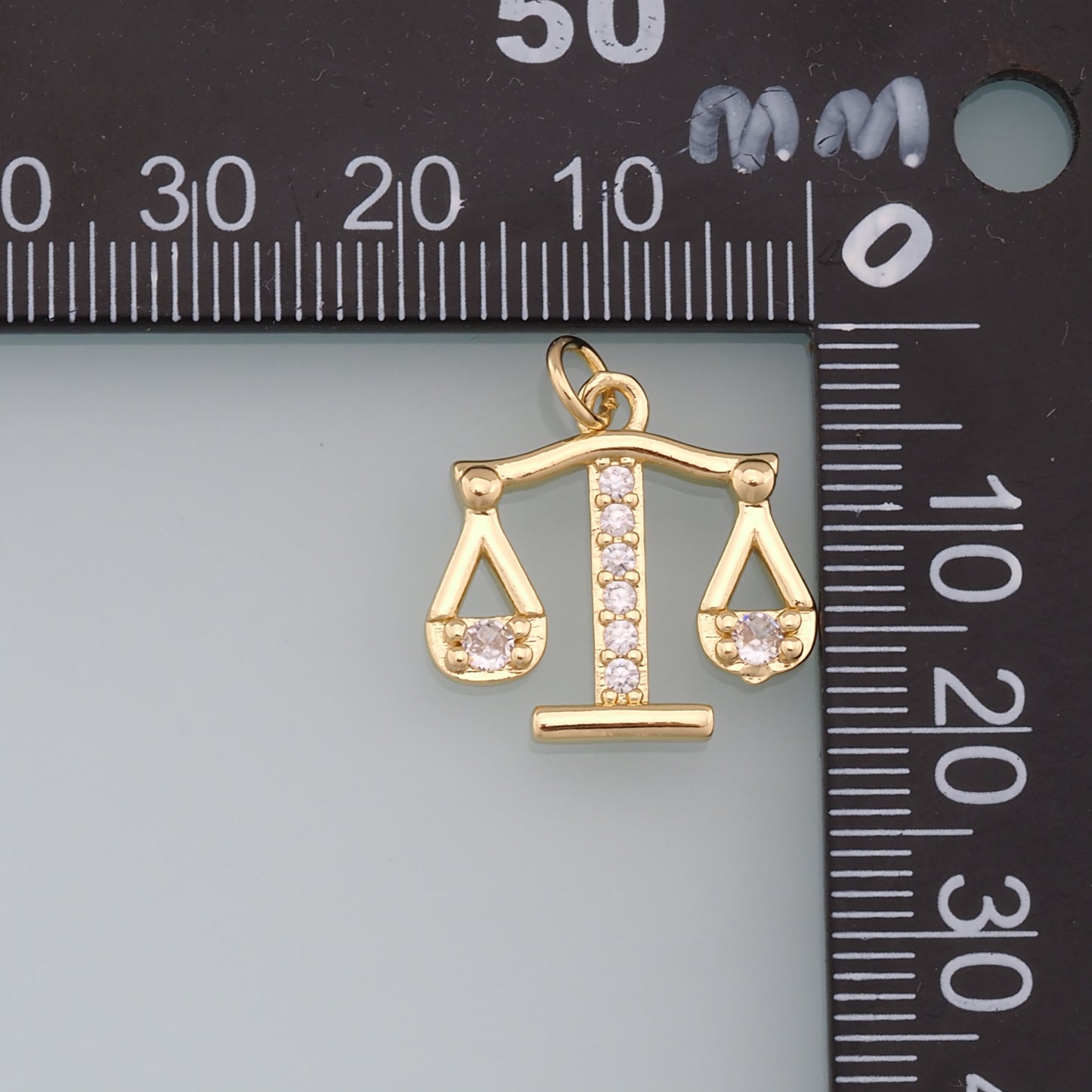 Gold Balance Scale Charms,18K Gold Filled CZ Balance Pendant Charm Bracelet Necklace for DIY Jewelry Making Supply