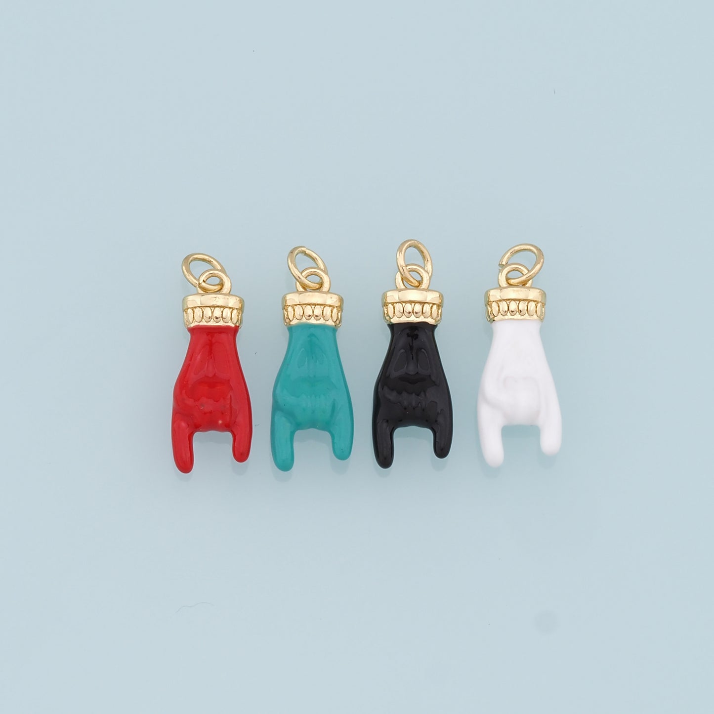 18K Gold Filled Gesture Pendant,Enamel Hand Gesture Charm Necklace for DIY Jewelry Making Supply
