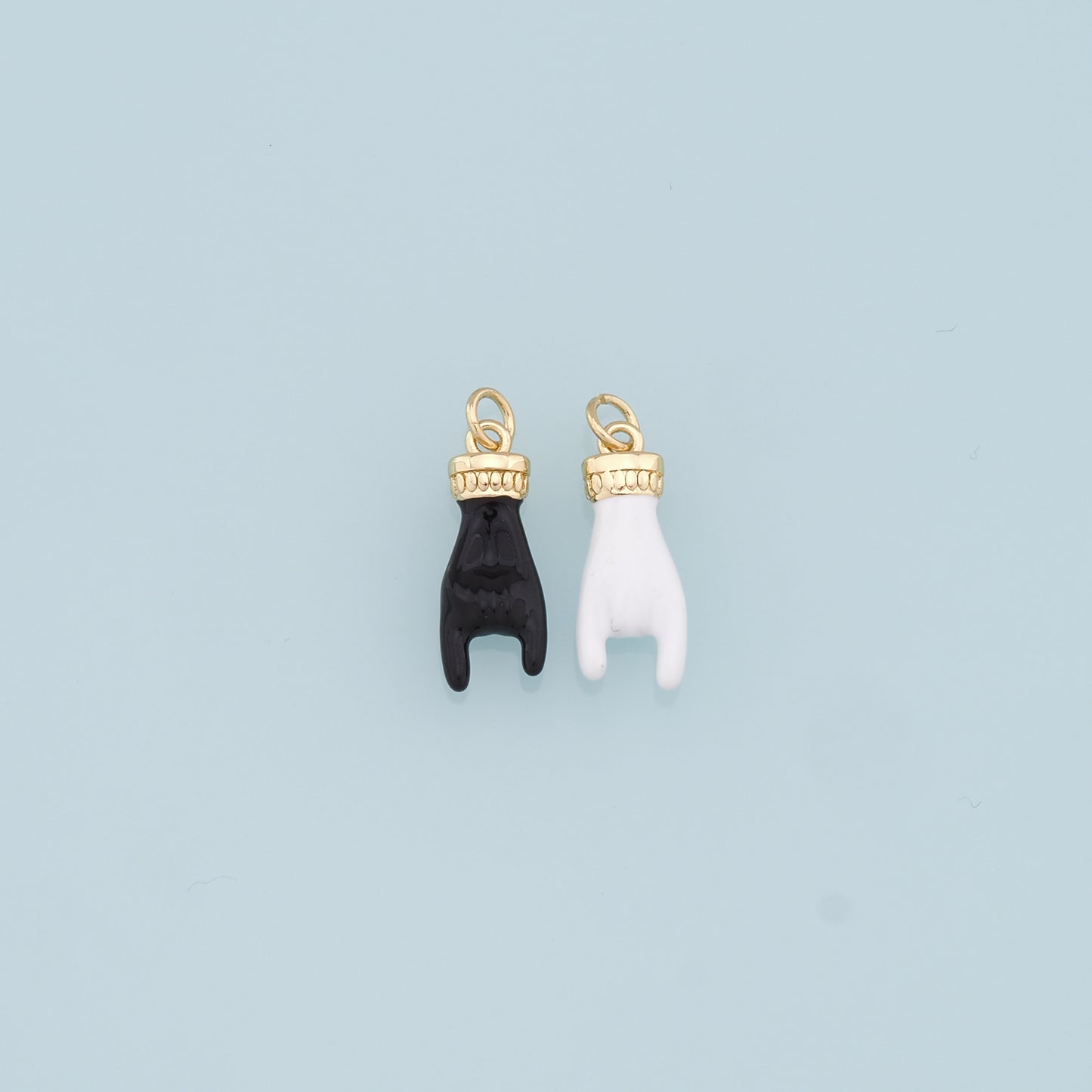 18K Gold Filled Gesture Pendant,Enamel Hand Gesture Charm Necklace for DIY Jewelry Making Supply