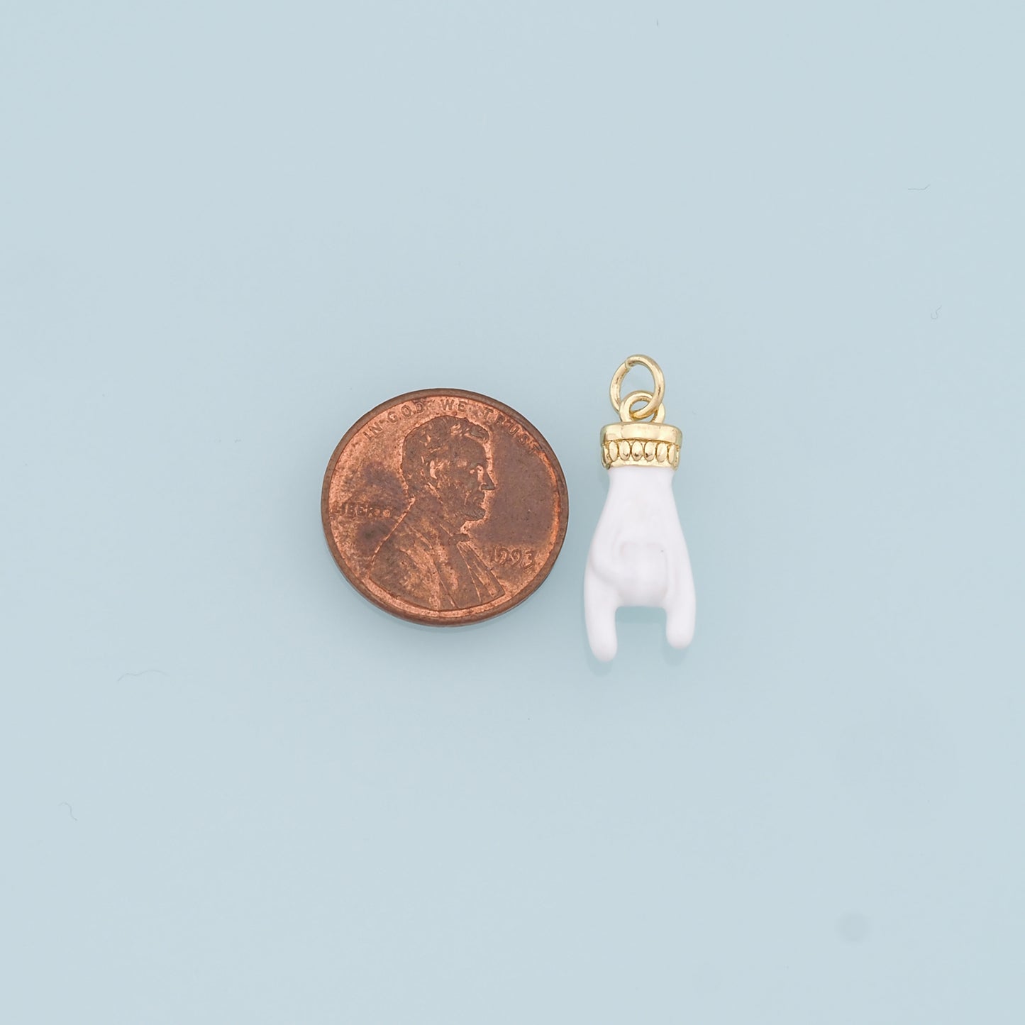 18K Gold Filled Gesture Pendant,Enamel Hand Gesture Charm Necklace for DIY Jewelry Making Supply
