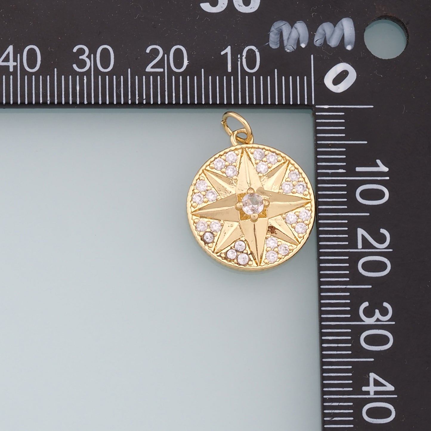 Gold Star Charms,18K Gold Filled Starburst Pendant,CZ North Star Charm Bracelet Necklace for DIY Jewelry Making Supply