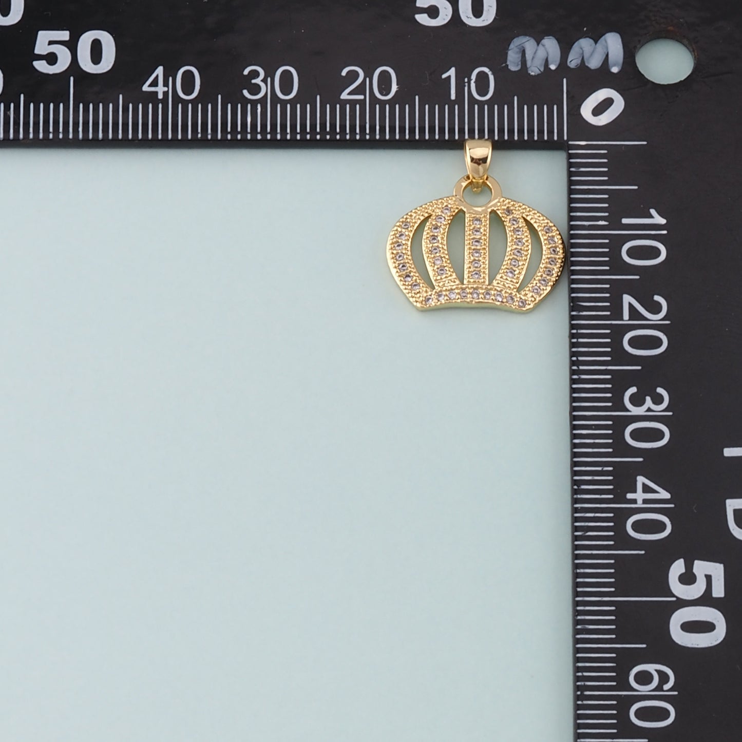 18K Gold Filled Crown Pendant,CZ Micro Pave Crown Charm Bracelet Necklace for DIY Jewelry Making Supply