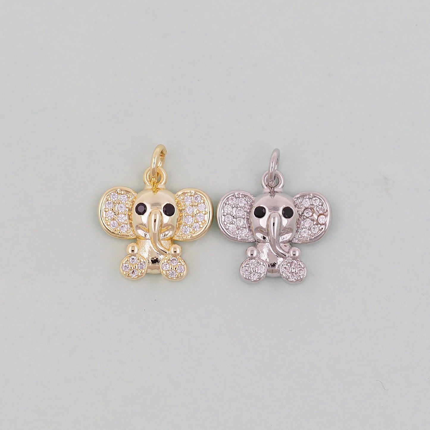 Gold Tiny Elephant Charms,18K Gold Filled CZ Elephant Pendant,Elephant Charm Bracelet Necklace for DIY Jewelry Making Supply