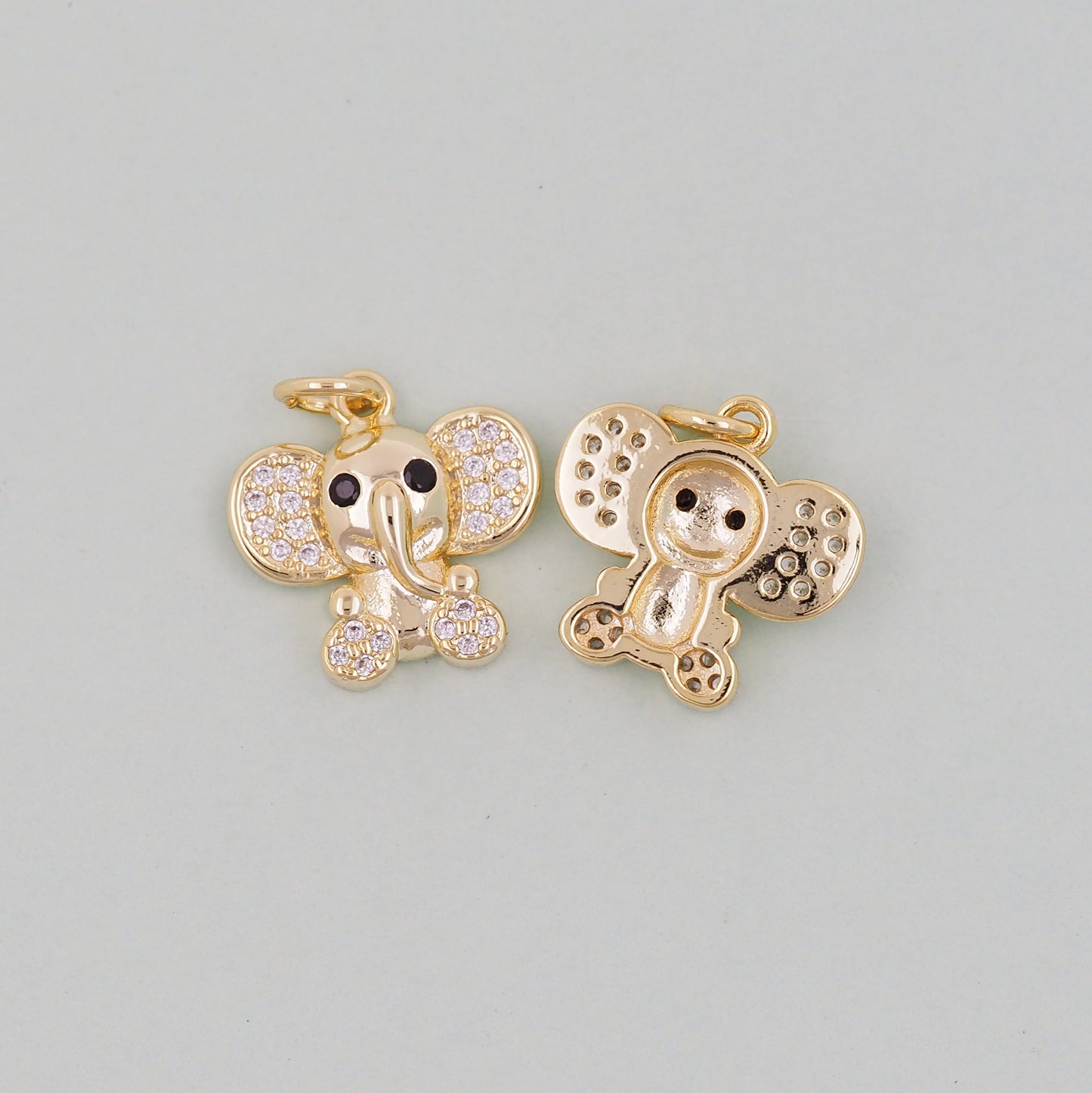 Gold Tiny Elephant Charms,18K Gold Filled CZ Elephant Pendant,Elephant Charm Bracelet Necklace for DIY Jewelry Making Supply