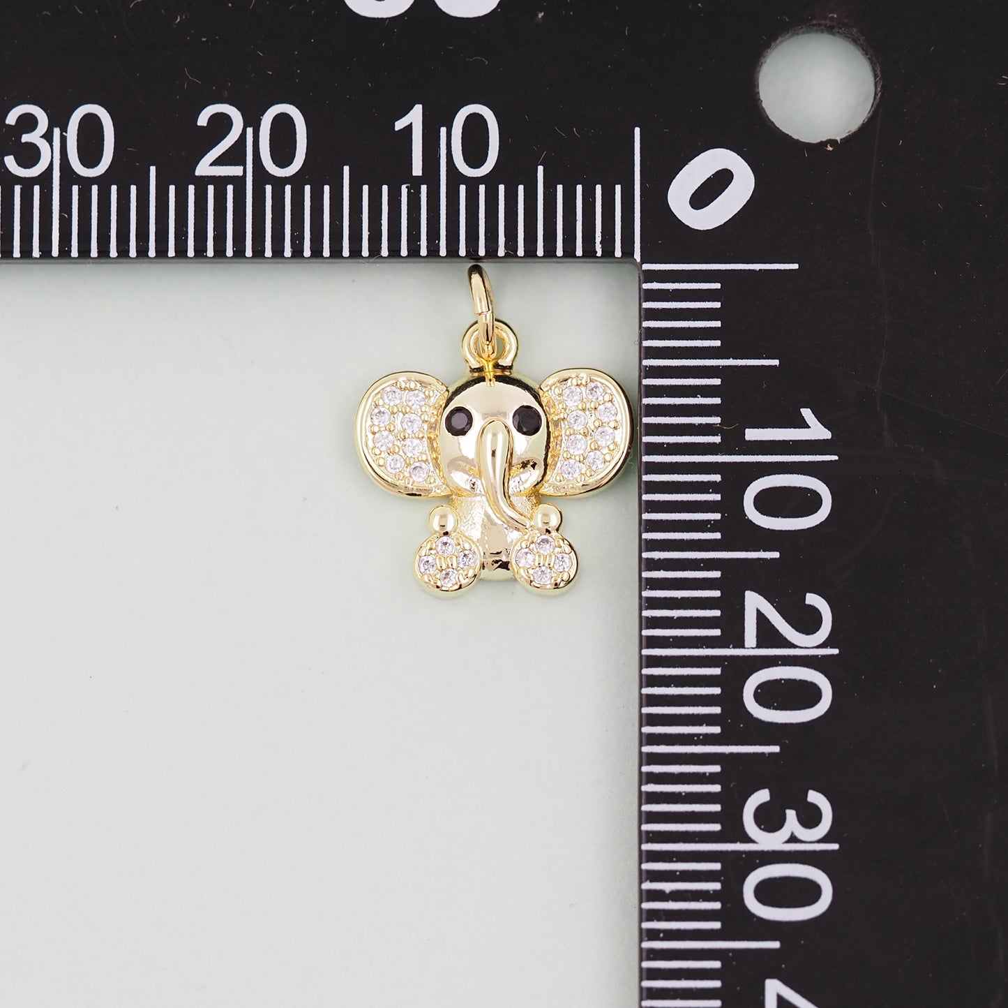 Gold Tiny Elephant Charms,18K Gold Filled CZ Elephant Pendant,Elephant Charm Bracelet Necklace for DIY Jewelry Making Supply