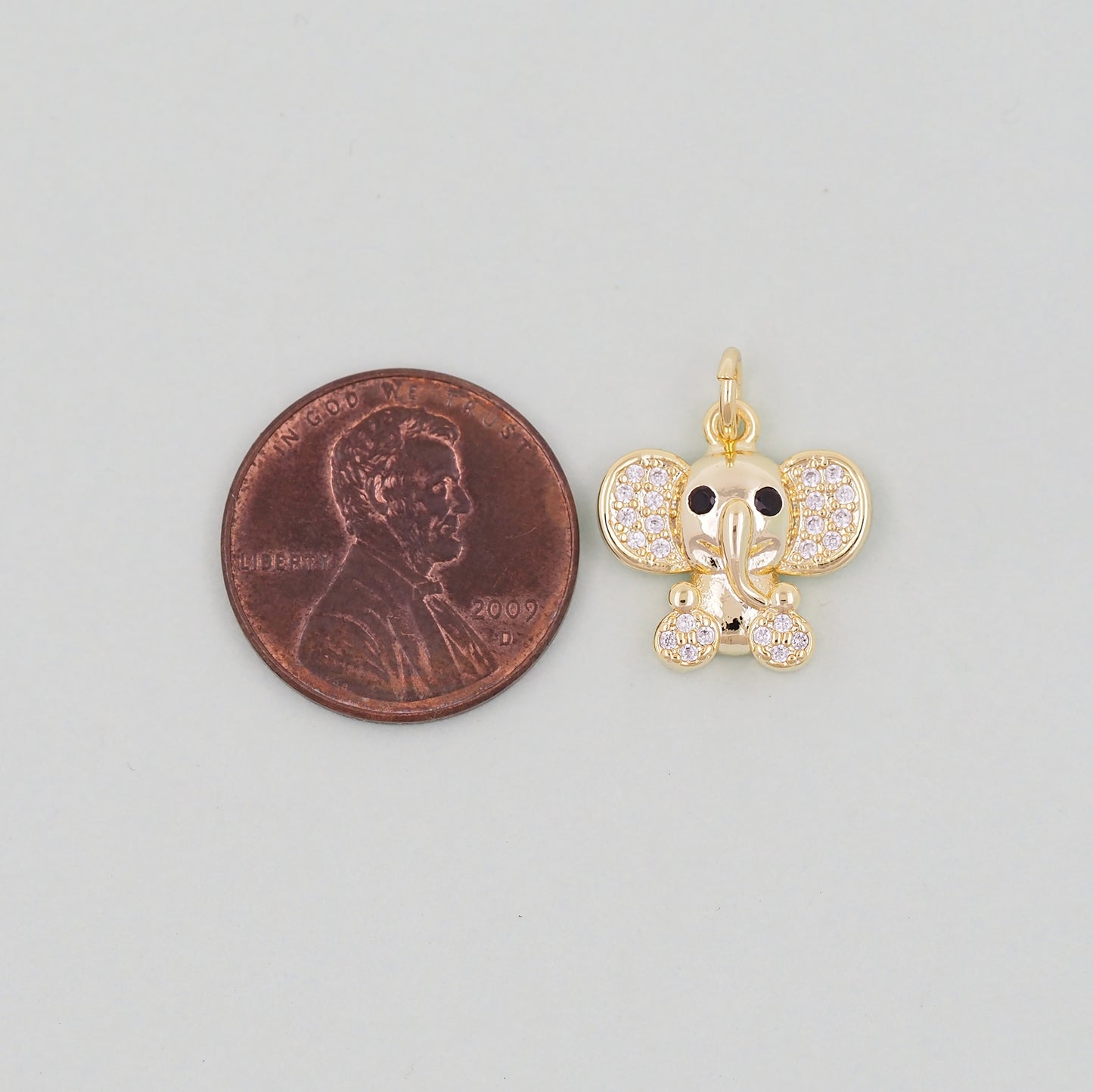 Gold Elephant Charms,18K Gold Filled CZ Elephant Pendant,Elephant Charm Bracelet Necklace for DIY Jewelry Making Supply