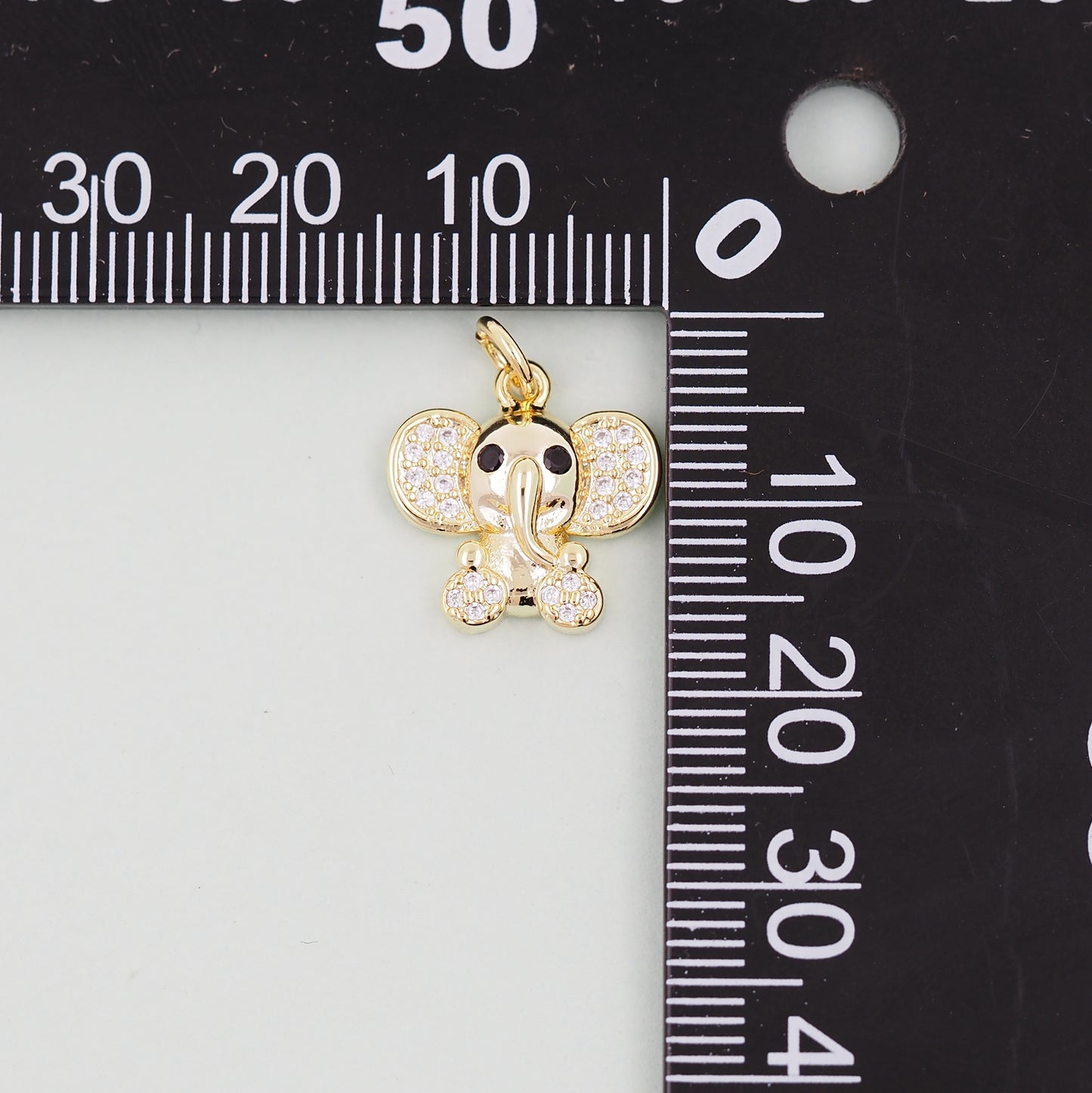 Gold Elephant Charms,18K Gold Filled CZ Elephant Pendant,Elephant Charm Bracelet Necklace for DIY Jewelry Making Supply