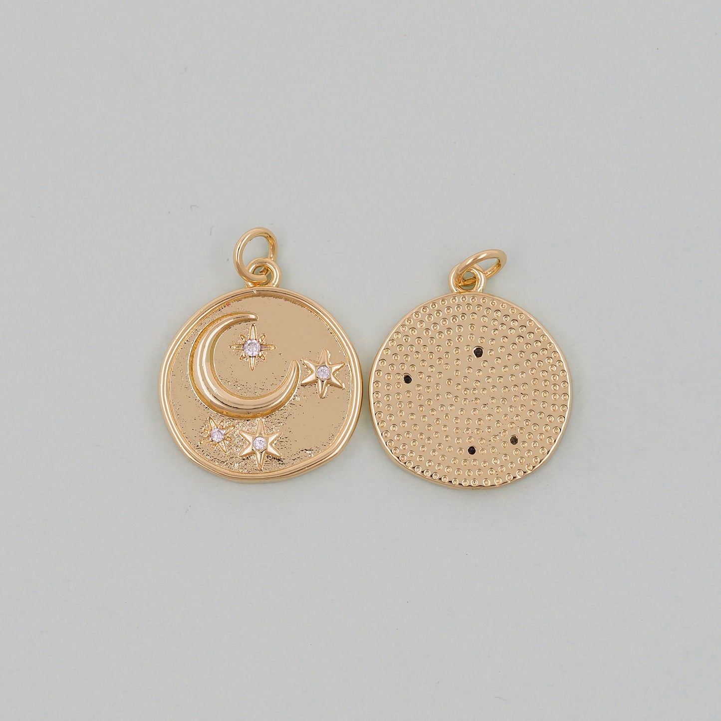 Gold Moon Charms,18K Gold Filled Moon Pendant,CZ Micro Pave Star Charm Bracelet Necklace for DIY Jewelry Making Supply