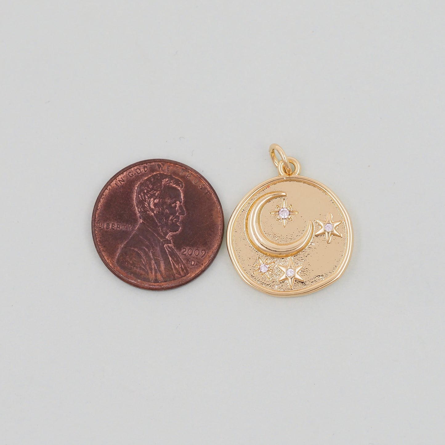 Gold Moon Charms,18K Gold Filled Moon Pendant,CZ Micro Pave Star Charm Bracelet Necklace for DIY Jewelry Making Supply