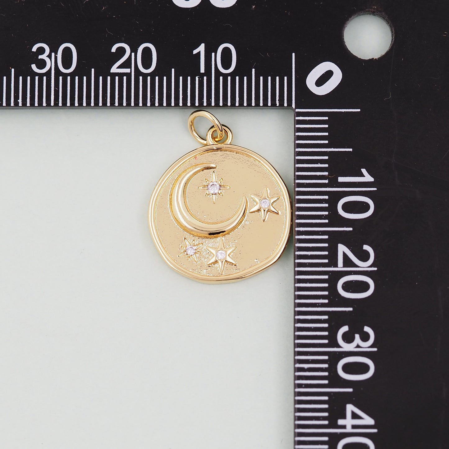 Gold Moon Charms,18K Gold Filled Moon Pendant,CZ Micro Pave Star Charm Bracelet Necklace for DIY Jewelry Making Supply