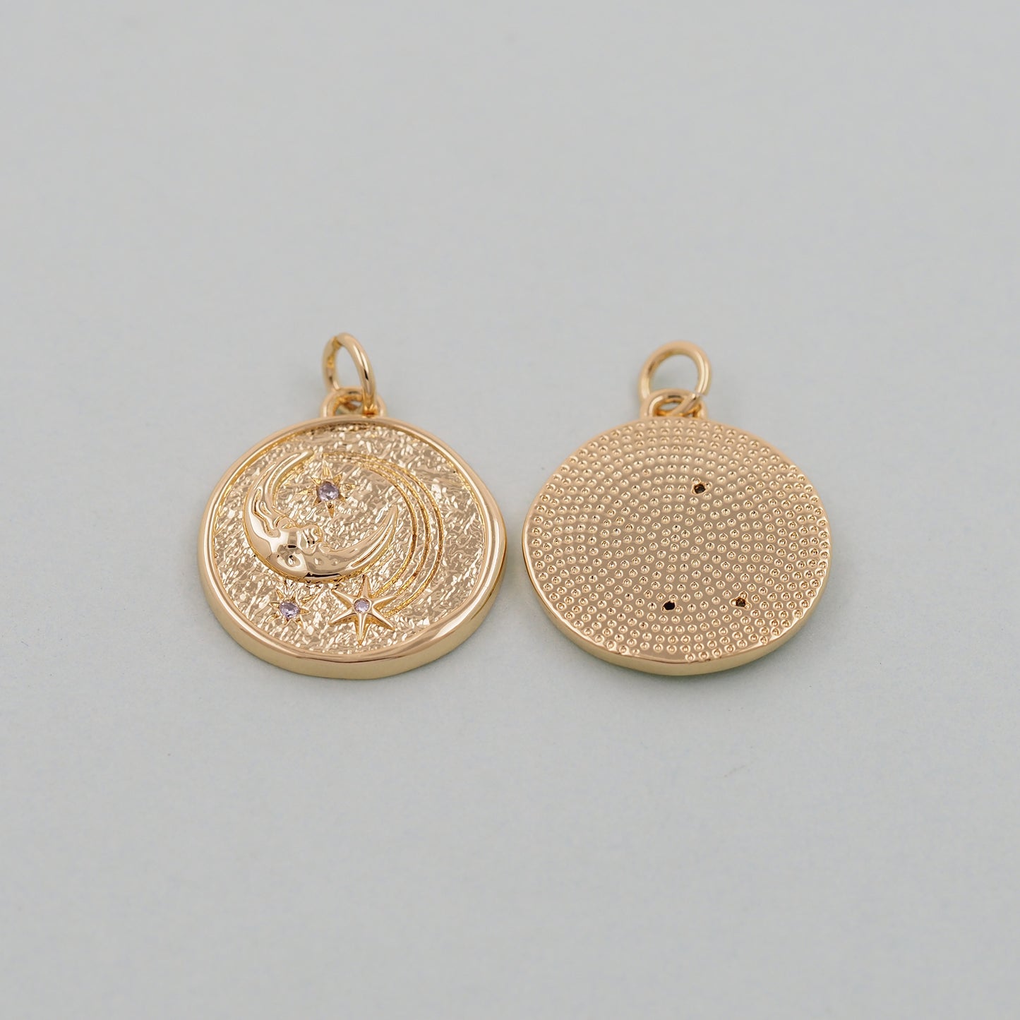Gold Moon Charms,18K Gold Filled Moon Pendant,CZ Micro Pave Star Charm Bracelet Necklace for DIY Jewelry Making Supply