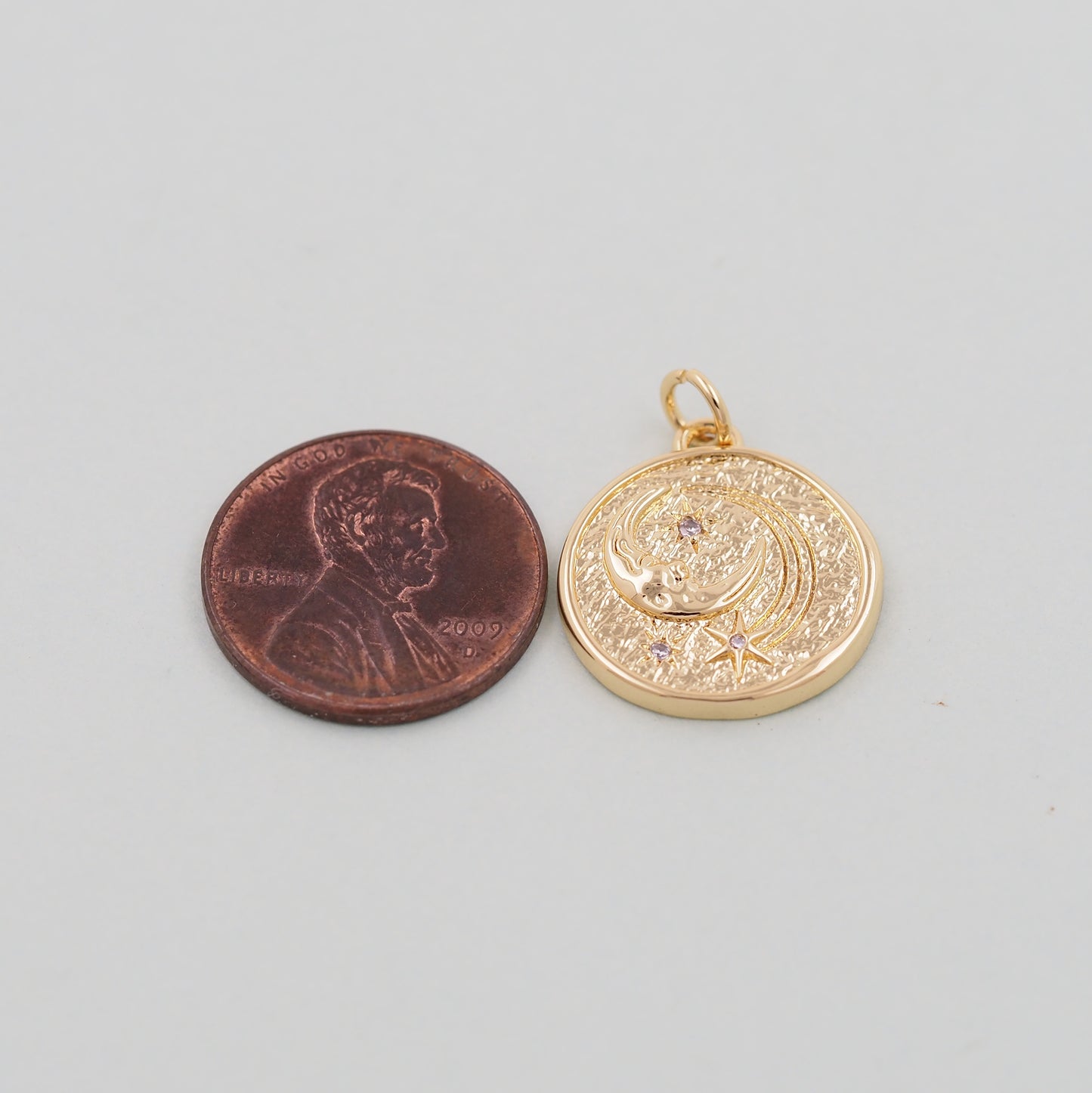 Gold Moon Charms,18K Gold Filled Moon Pendant,CZ Micro Pave Star Charm Bracelet Necklace for DIY Jewelry Making Supply