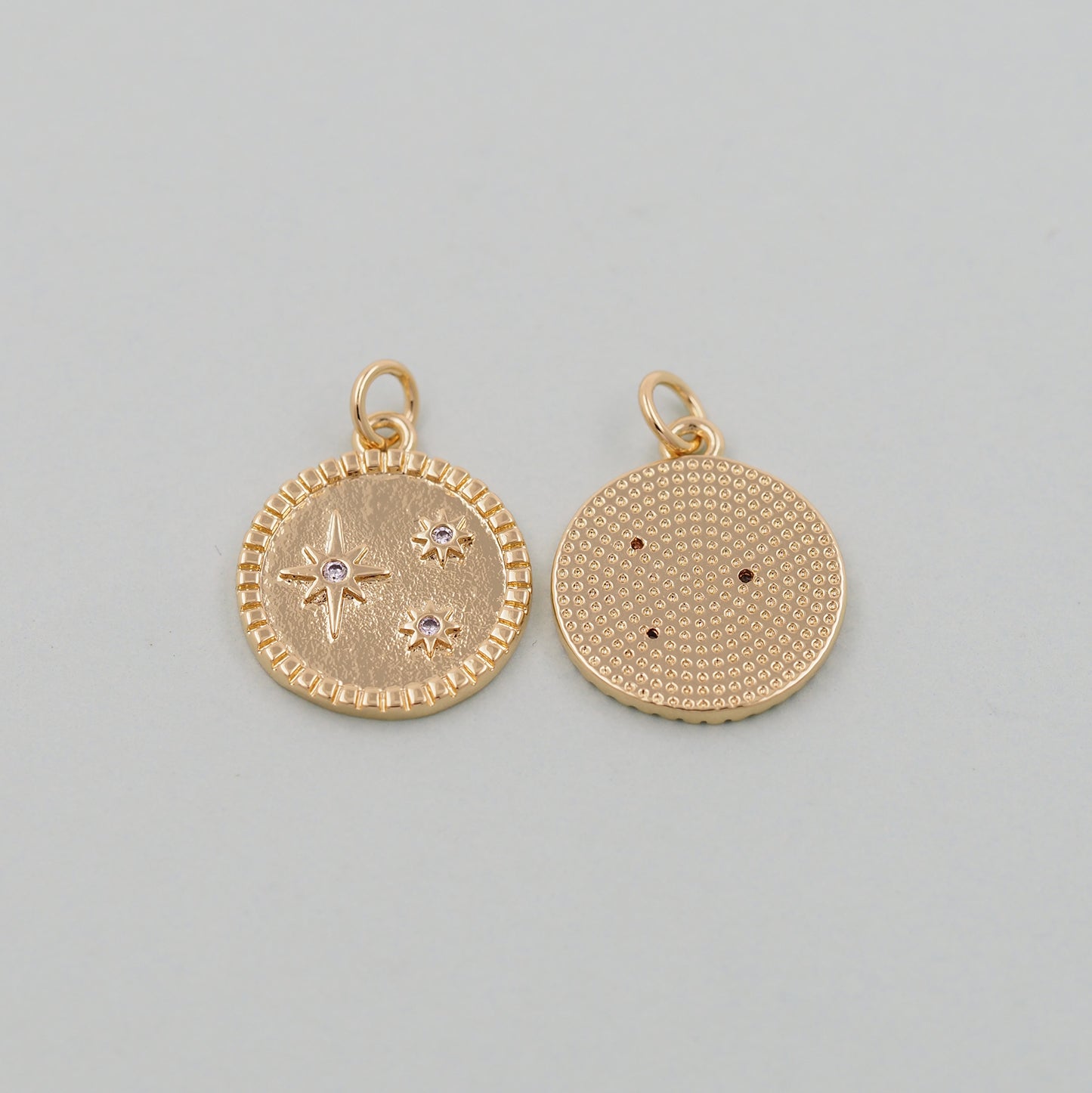 Gold Star Charms,18K Gold Filled Starburst Pendant,CZ North Star Charm Bracelet Necklace for DIY Jewelry Making Supply