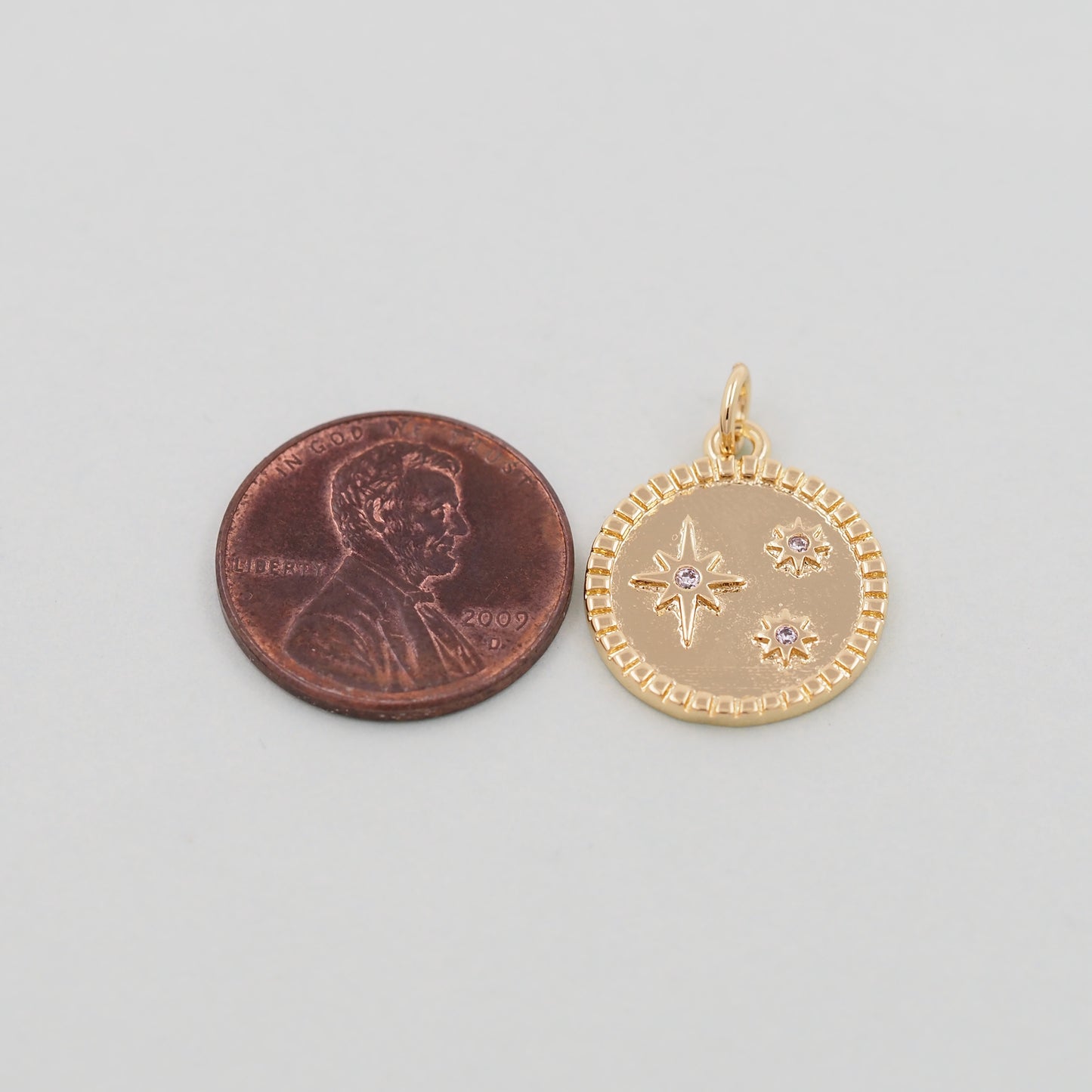 Gold Star Charms,18K Gold Filled Starburst Pendant,CZ North Star Charm Bracelet Necklace for DIY Jewelry Making Supply