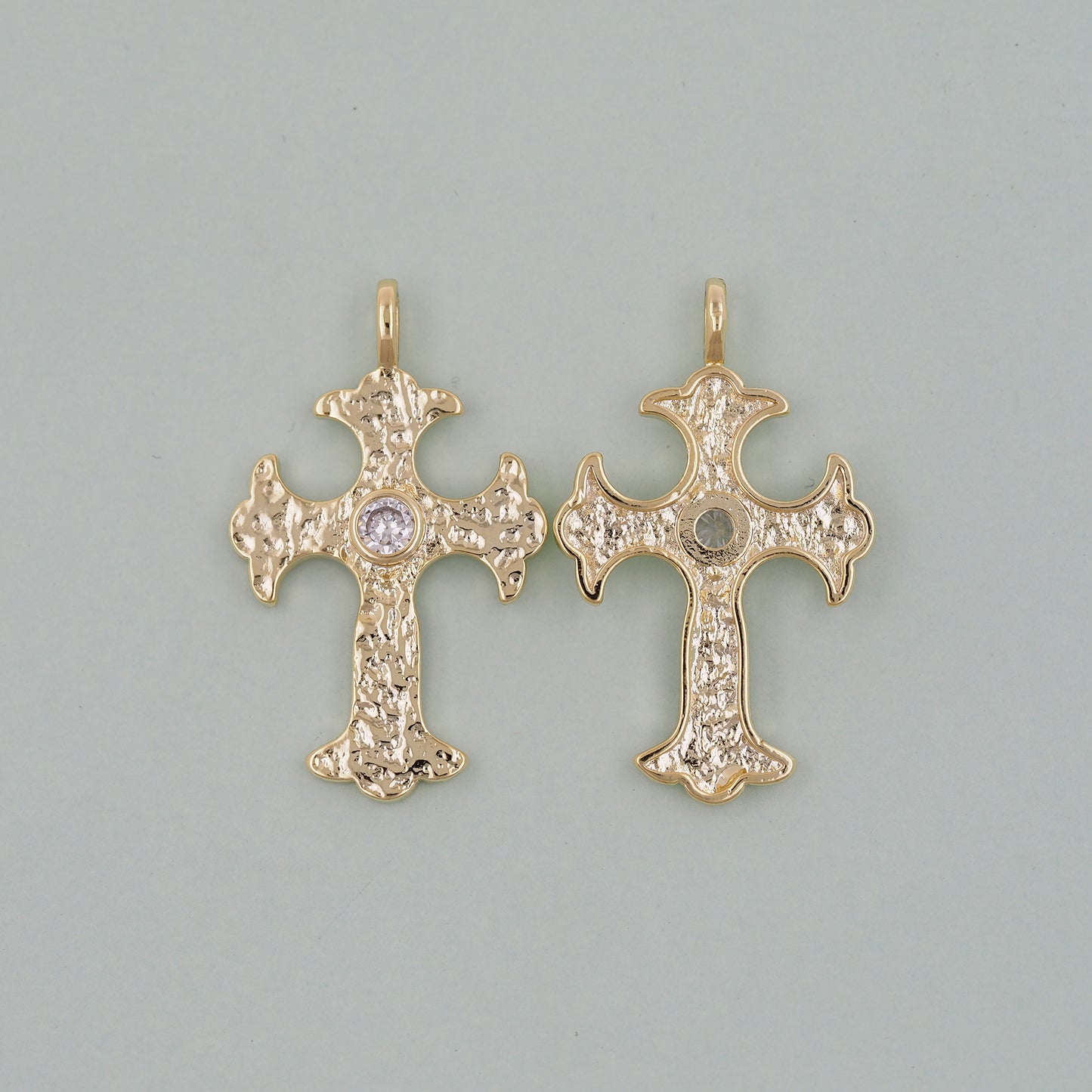 Gold Cross Charms,18K Gold Filled CZ Cross Pendant,Religious Charm Bracelet Necklace for DIY Jewelry Making Supply
