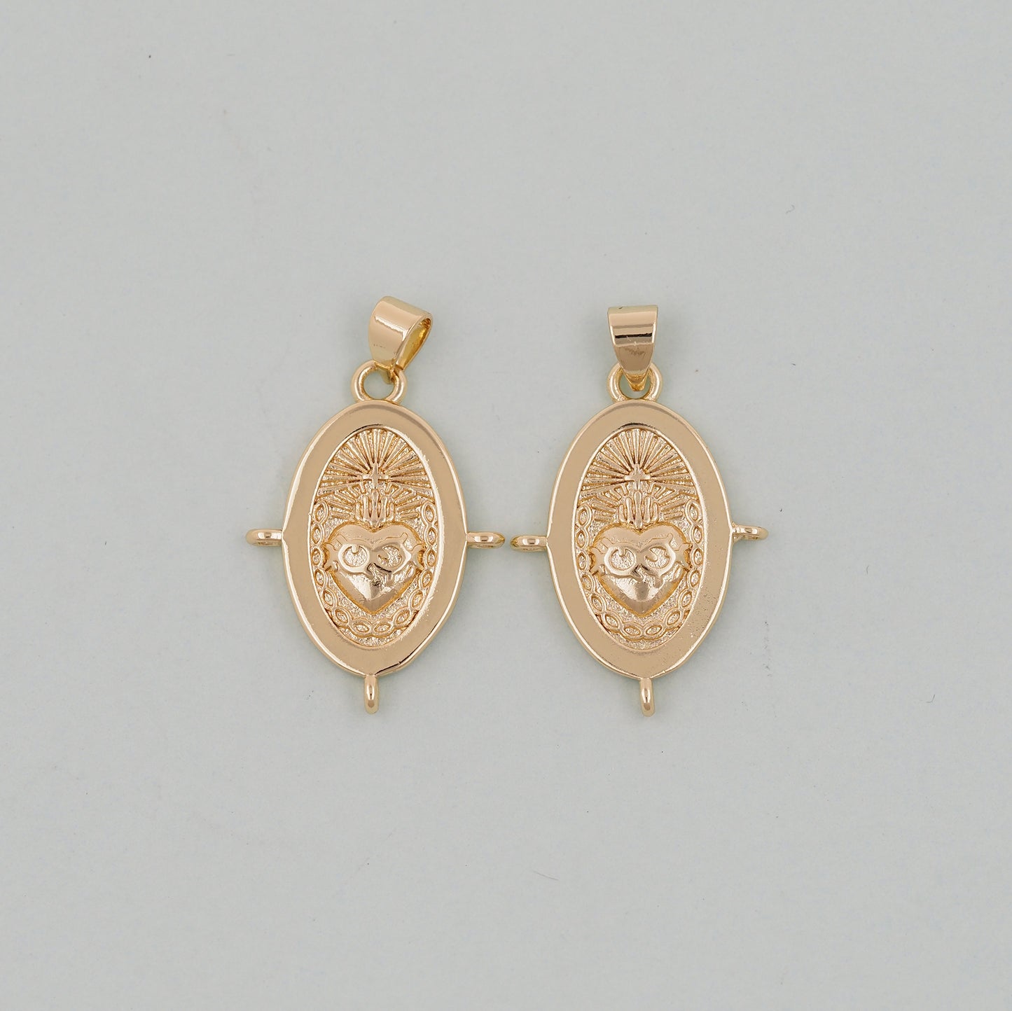 Gold sacred Heart Charms,18K Gold Filled flame sacred heart Pendant,Religious Charm Bracelet Necklace for DIY Jewelry Making Supply