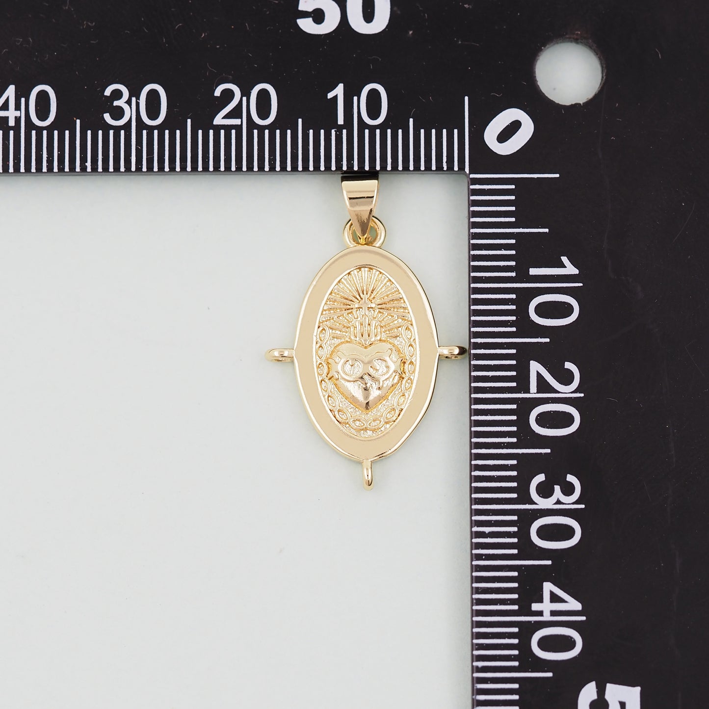 Gold sacred Heart Charms,18K Gold Filled flame sacred heart Pendant,Religious Charm Bracelet Necklace for DIY Jewelry Making Supply
