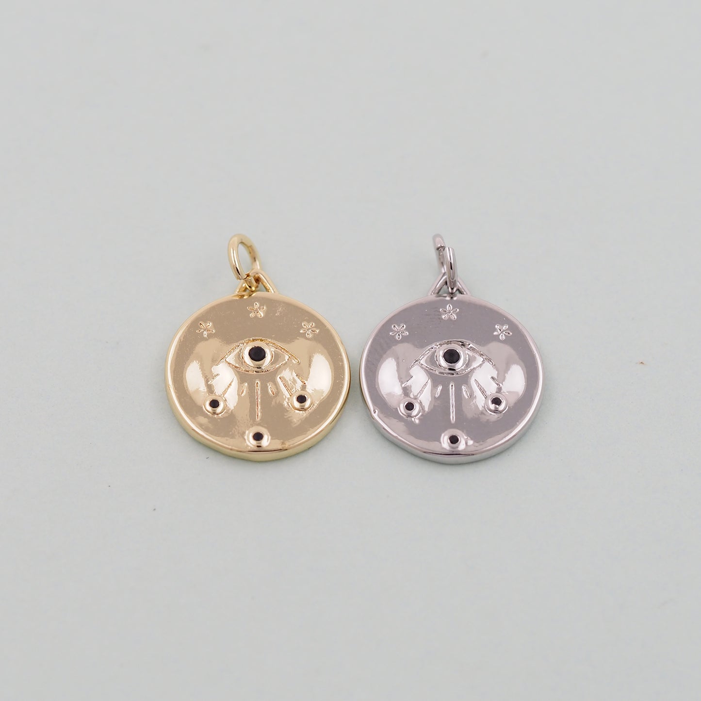 18K Gold Filled Evil Eye Pendant,Evil Eye Charm Bracelet Necklace for DIY Jewelry Making Supply