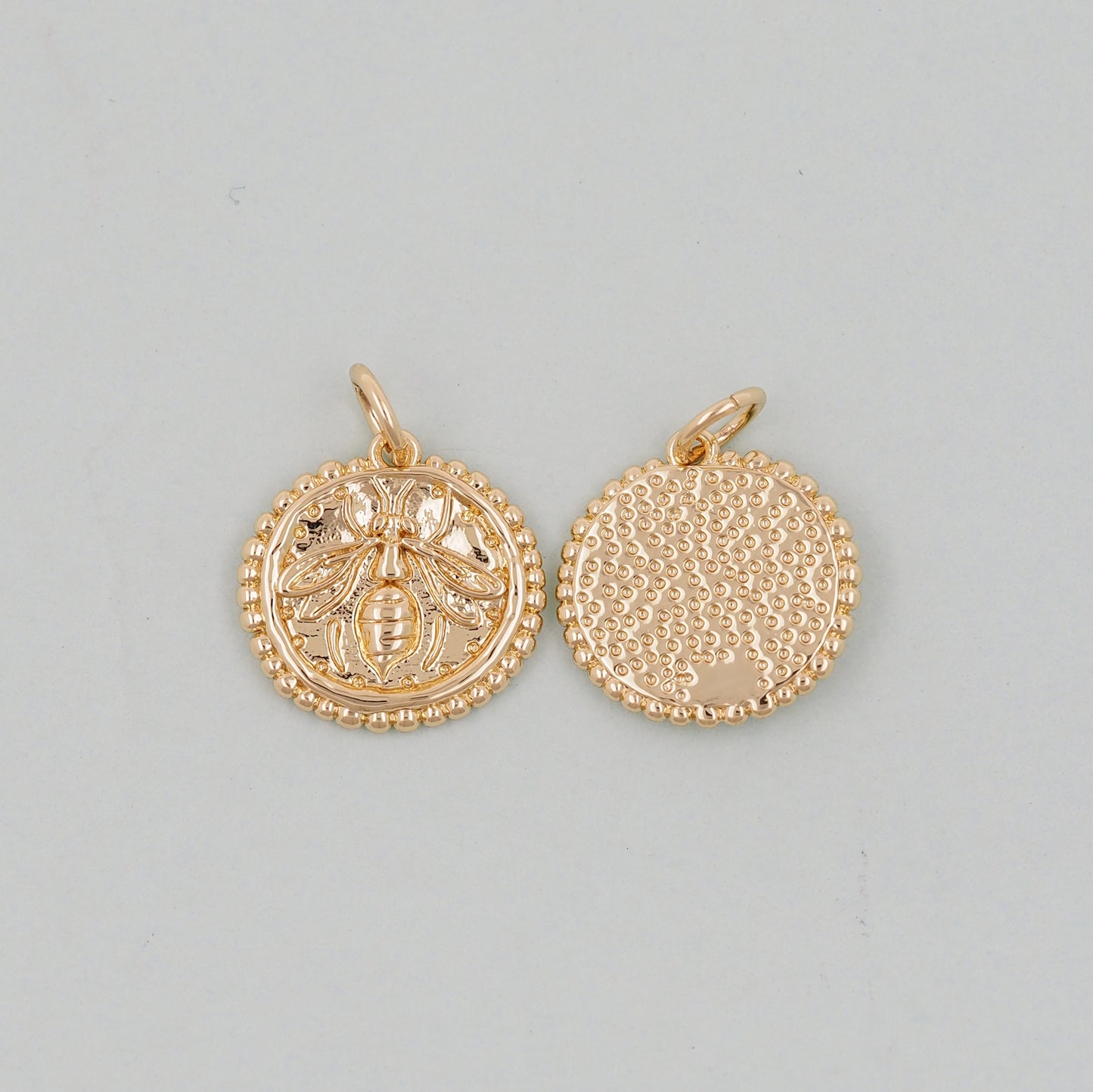 Gold Bee Charms,18K Gold Filled Coin Bee Pendant,Bee Charm Bracelet Necklace for DIY Jewelry Making Supply