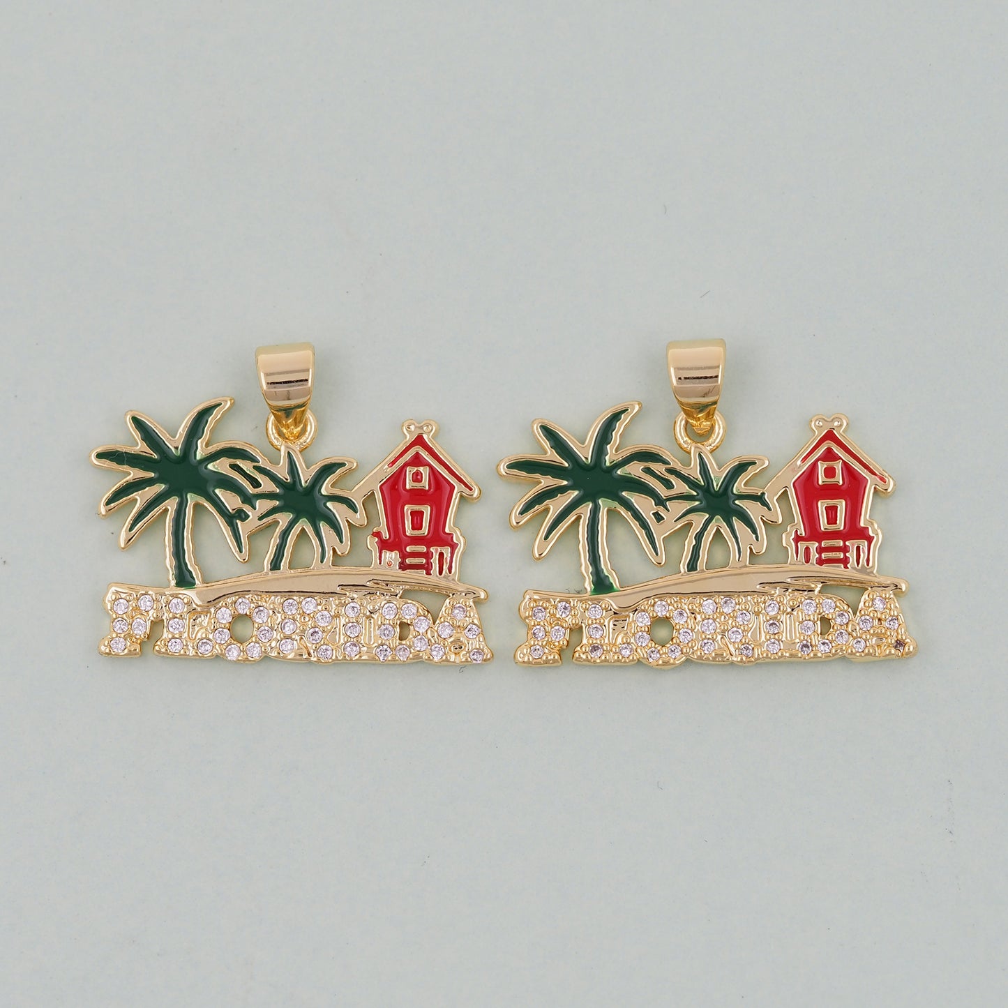 Gold Miami Charms,18K Gold Filled flame Miami Pendant Bracelet Necklace for DIY Jewelry Making Supply