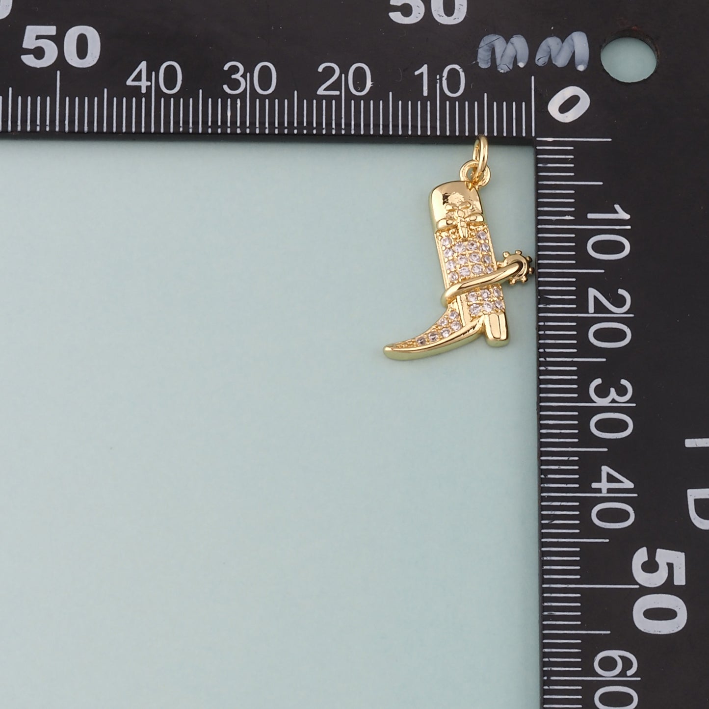 Gold Boots Charms,18K Gold Filled Boots Pendant,CZ Micro Pave Cowboy Boots Charm Bracelet Necklace for DIY Jewelry Making Supply