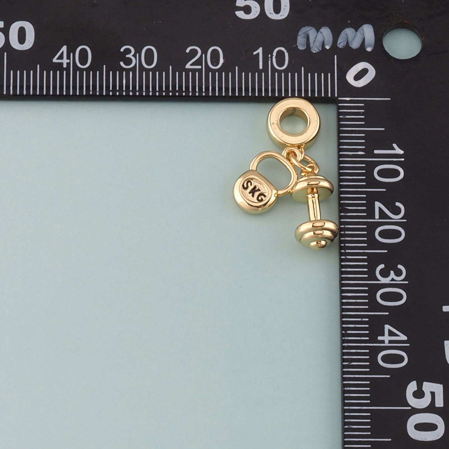 18K Gold Filled Dumbbell Pendant,Dainty Dumbbell Charm Necklace for DIY Jewelry Making Supply