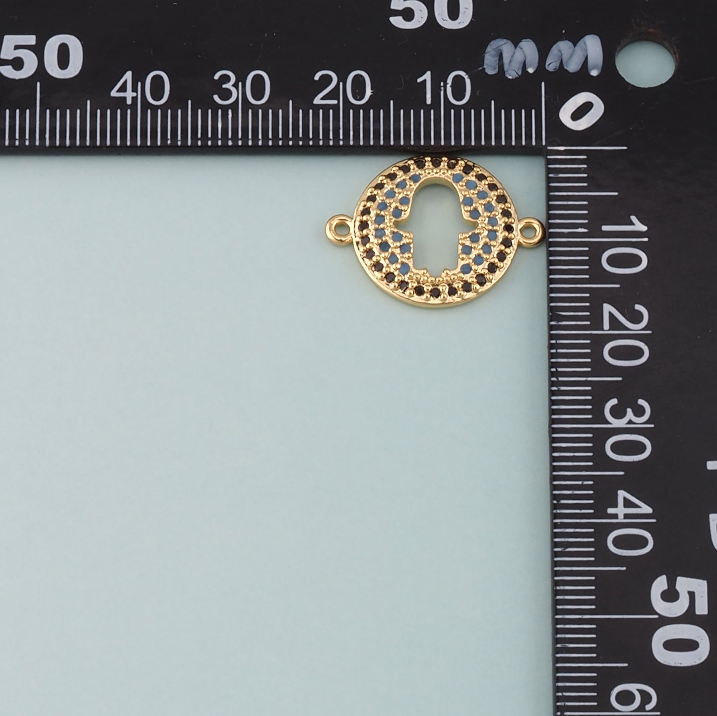 18K Gold Filled Hamsa Connector,CZ Micro Pave Hamsa Charm Necklace for DIY Jewelry Making Supply