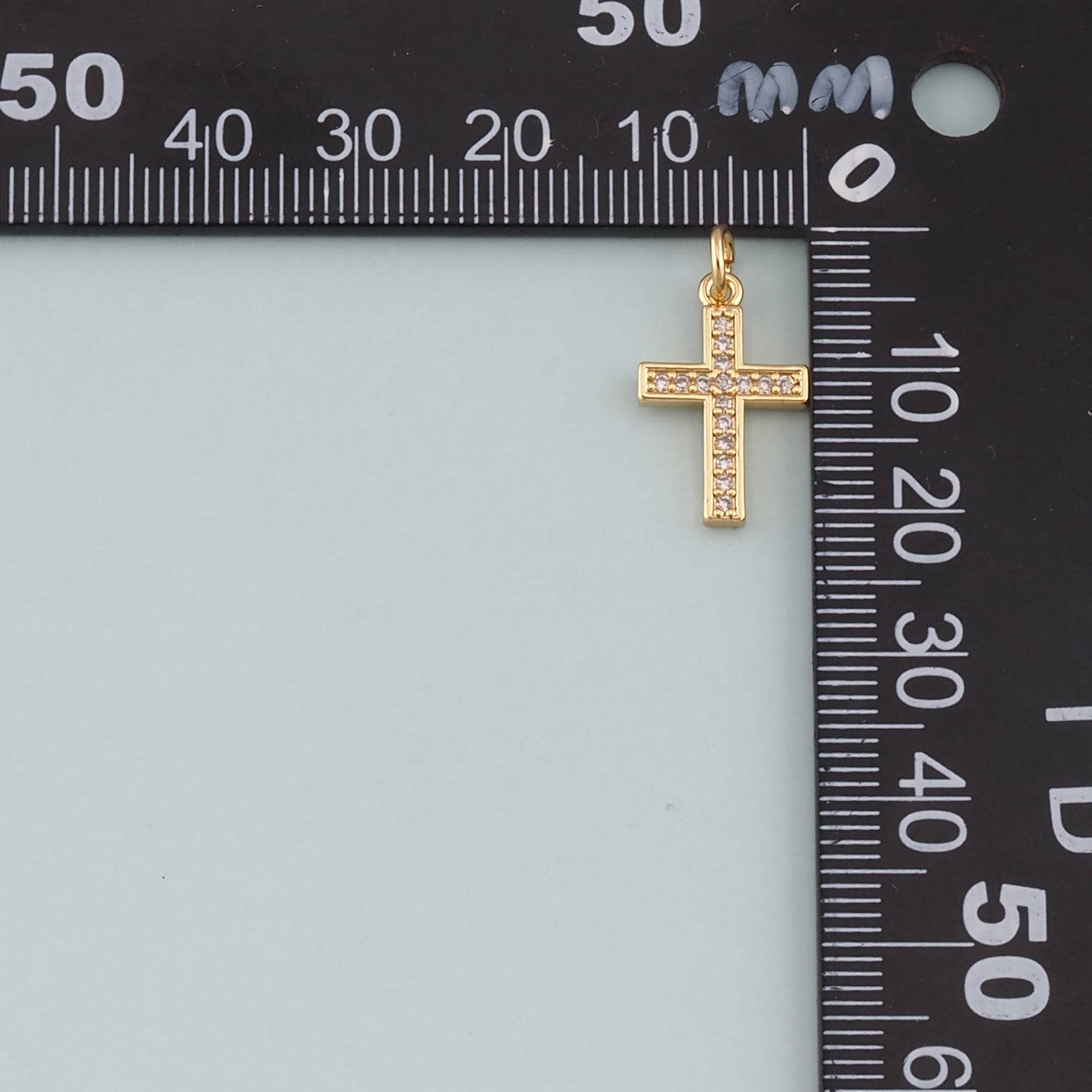 Gold Cross Charms,18K Gold Filled Cross Pendant,CZ Micro Pave Religion Charm Bracelet Necklace for DIY Jewelry Making Supply