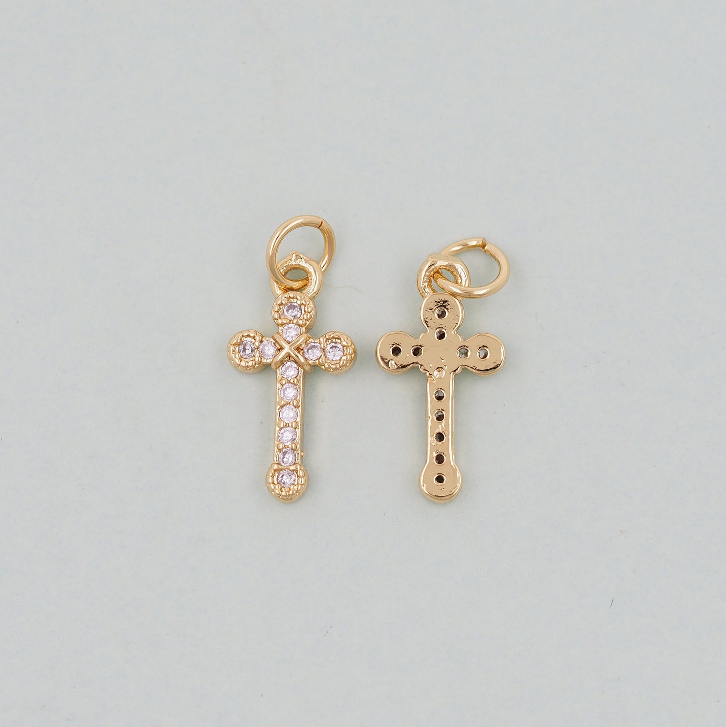 Gold Cross Charms,18K Gold Filled Cross Pendant,Silver Religious Charm Bracelet Necklace for DIY Jewelry Making Supply