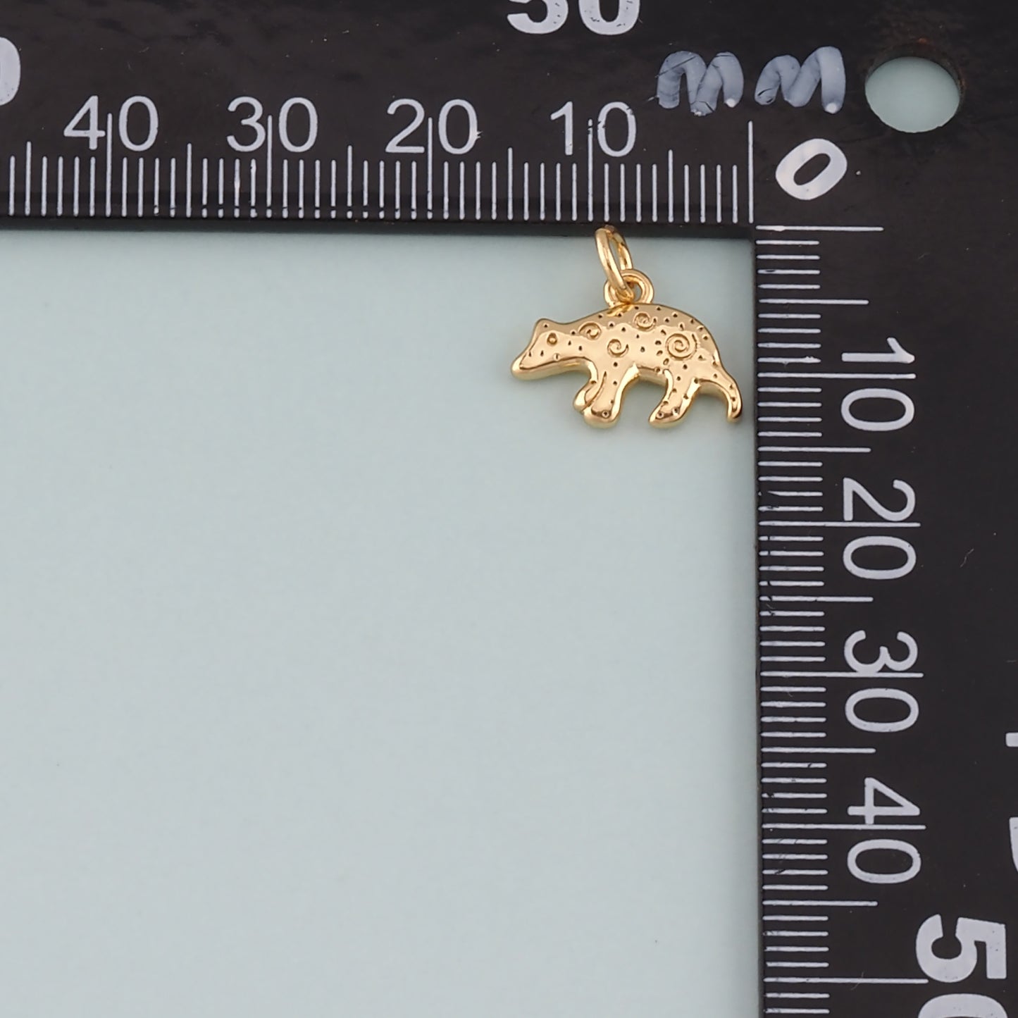 18K Gold Filled Bear Pendant,CZ Micro Pave Bear Charm Bracelet Necklace for DIY Jewelry Making Supply