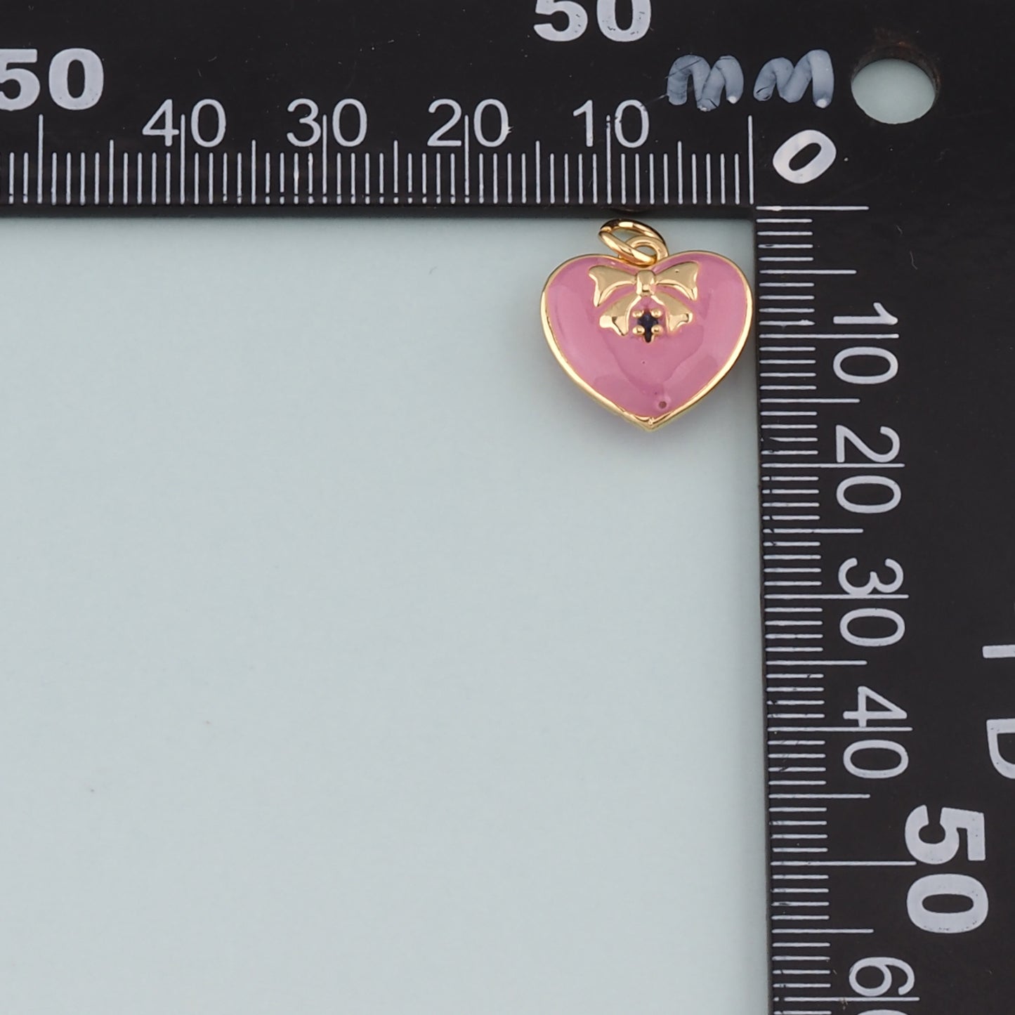 Gold Heart Charms,18K Gold Filled Heart Pendant,Enamel Bow Charm Bracelet Necklace for DIY Jewelry Making Supply