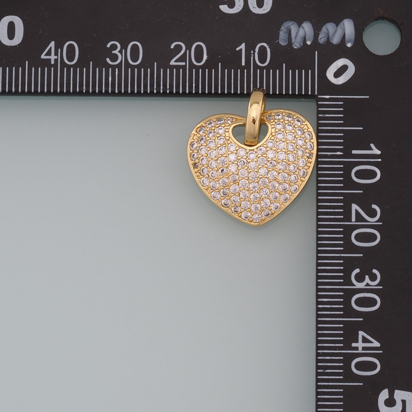 18K Gold Filled Heart Pendant,CZ Heart Charm Bracelet Necklace for DIY Jewelry Making Supply