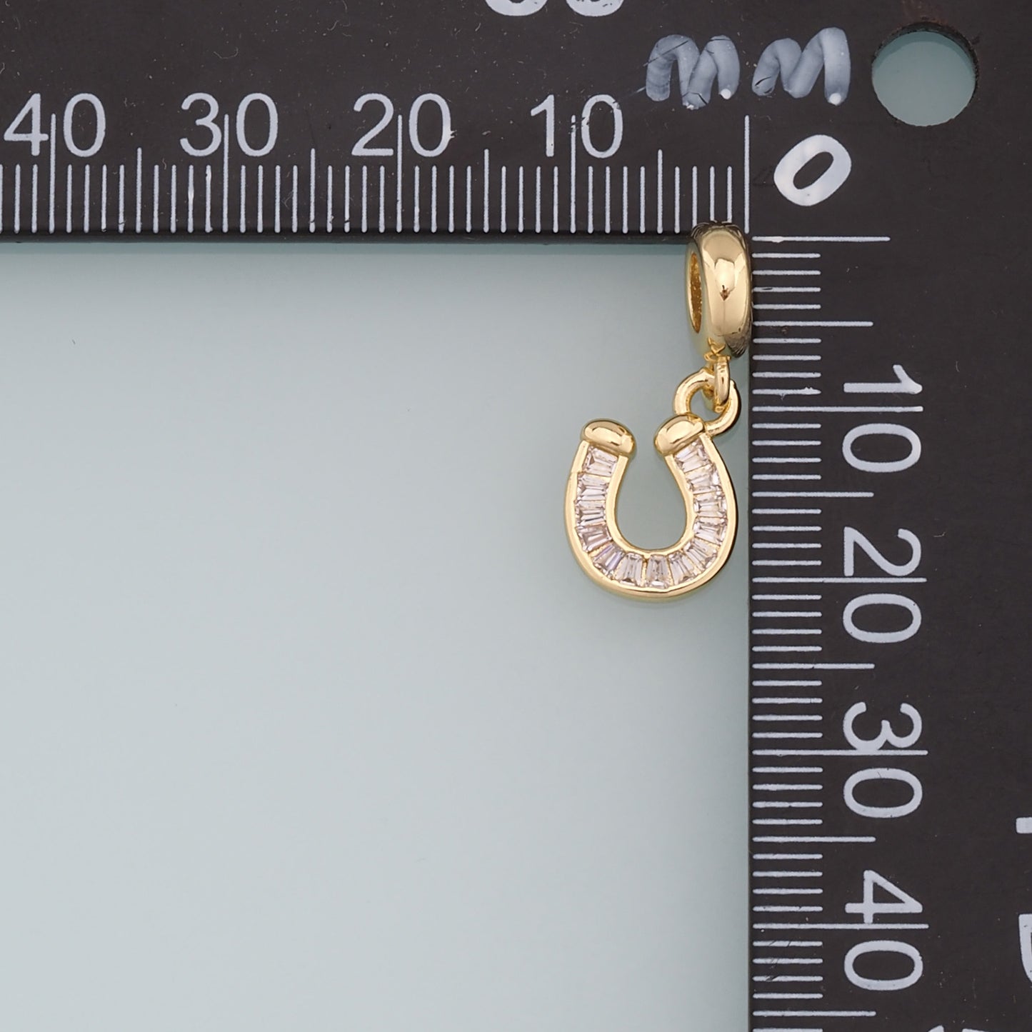 Gold horseshoe Charms,18K Gold Filled CZ horseshoe Pendant,horseshoe Charm Bracelet Necklace for DIY Jewelry Making Supply