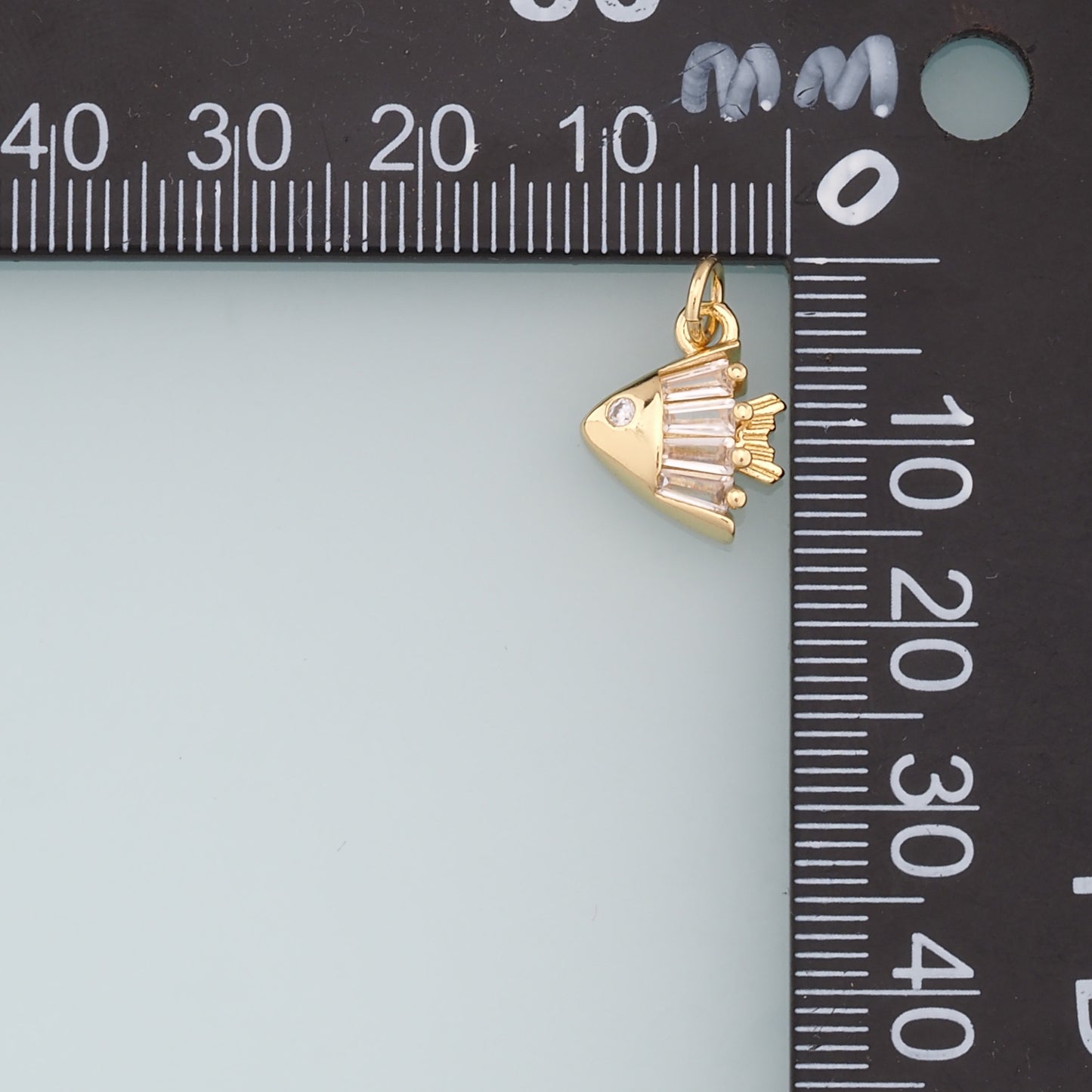 Gold Fish Charms,18K Gold Filled CZ fish Pendant,fish Charm Bracelet Necklace for DIY Jewelry Making Supply