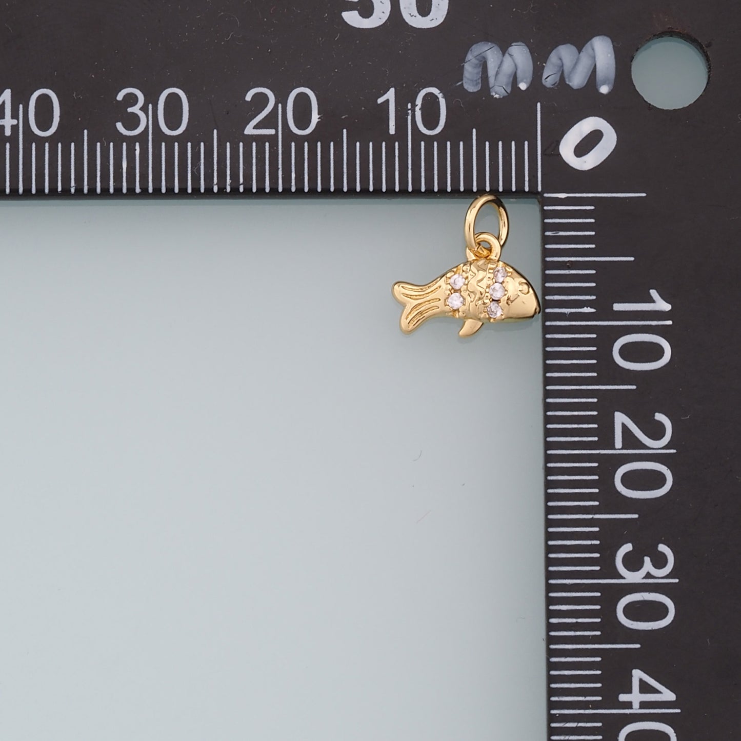 Gold Tiny Fish Charms,18K Gold Filled CZ fish Pendant,fish Charm Bracelet Necklace for DIY Jewelry Making Supply