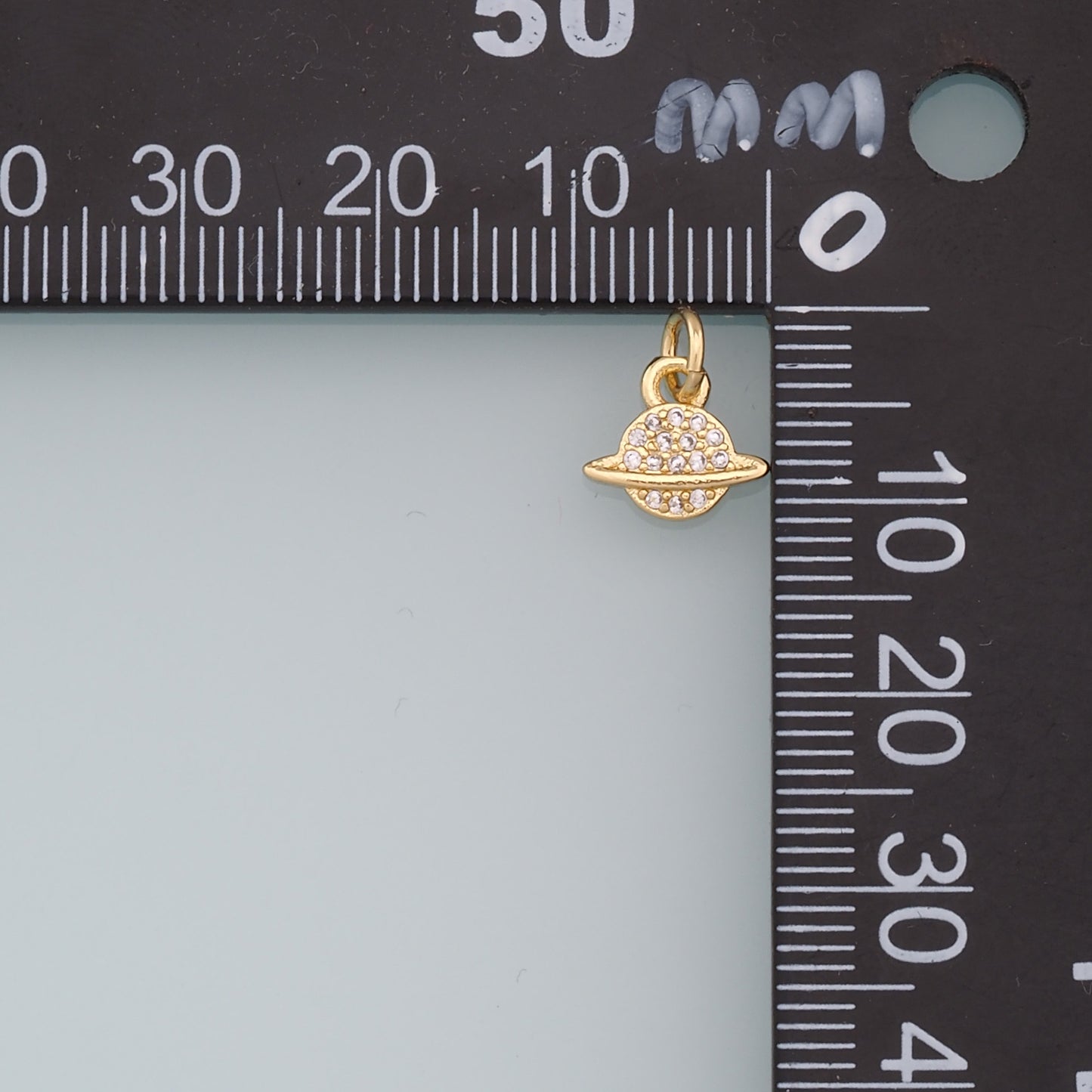 Gold Tiny Saturn Charms,18K Gold Filled Round Coin Saturn Pendant,Silver Celestial Charm Bracelet Necklace for DIY Jewelry Making Supply