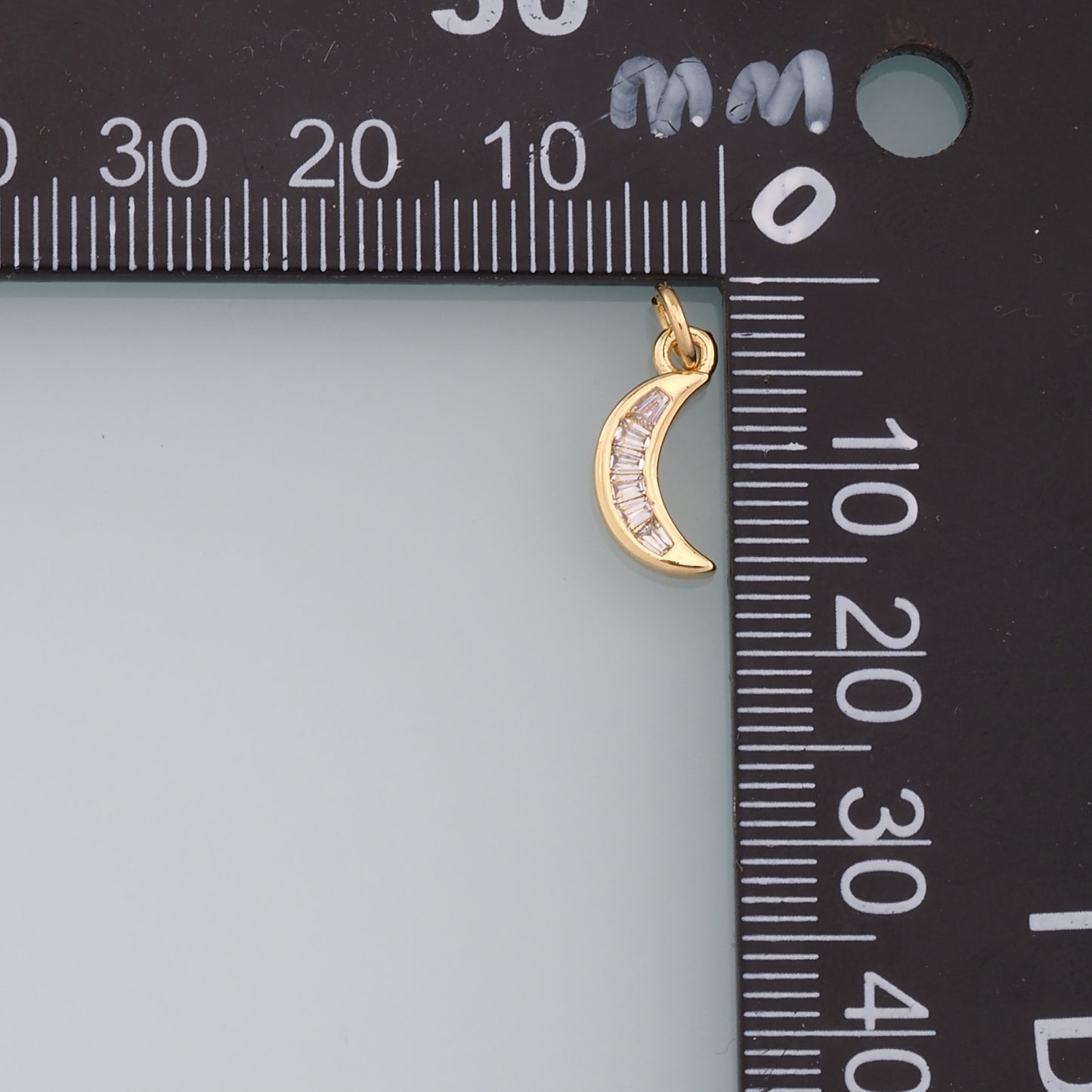 Gold Moon Charms,18K Gold Filled Colorful Moon Pendant,CZ Micro Pave Celestial Charm Bracelet Necklace for DIY Jewelry Making Supply