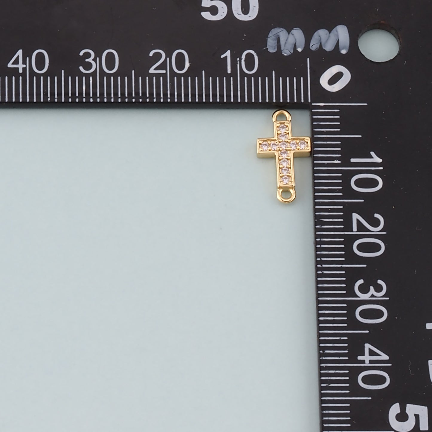 Gold Cross Connector,18K Gold Filled Cross Pendant,CZ Micro Pave Religion Charm Bracelet Necklace for DIY Jewelry Making Supply