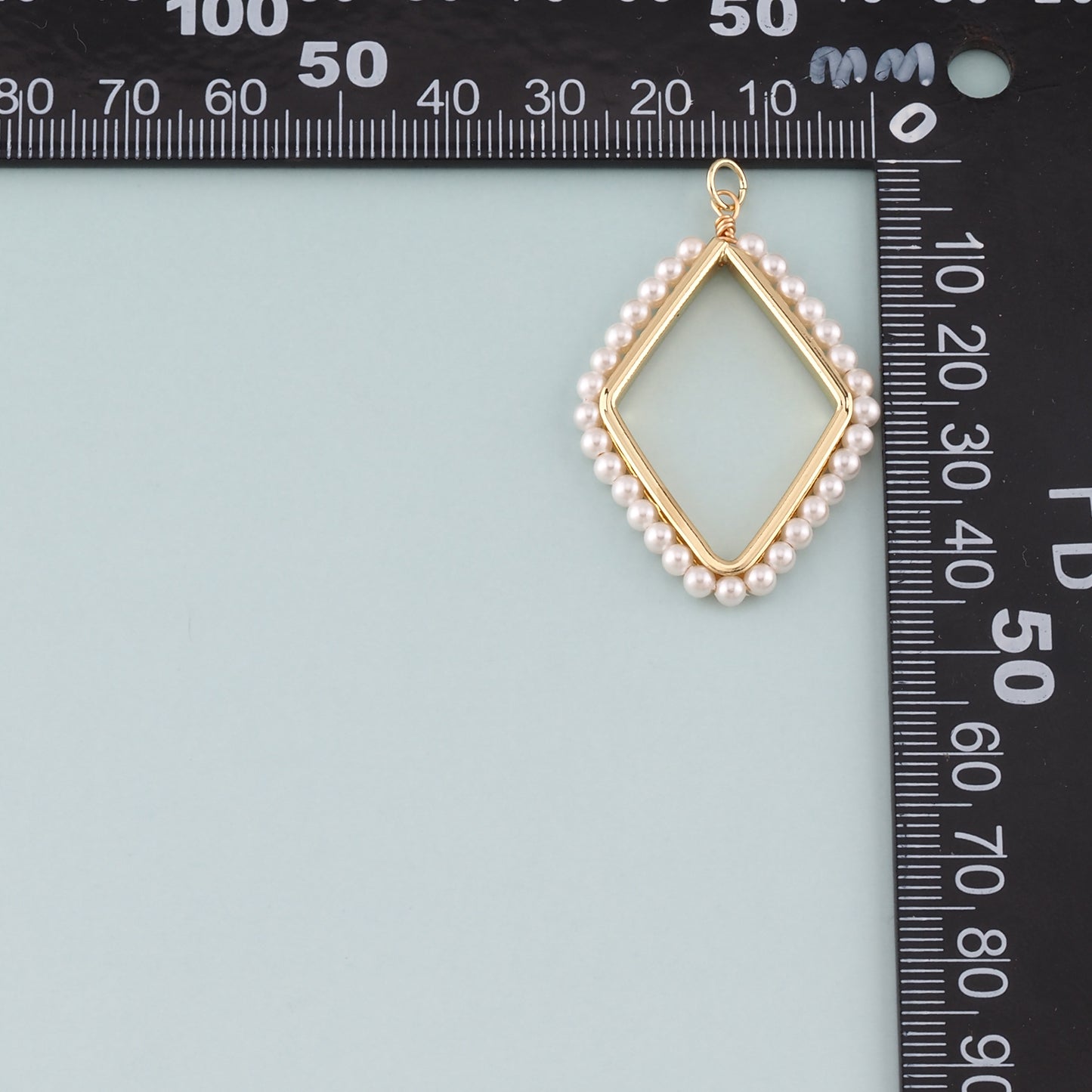 18K Gold Filled Pearl Rhombus Pendant,Dainty Rhombus Charm Bracelet Necklace for DIY Jewelry Making Supply