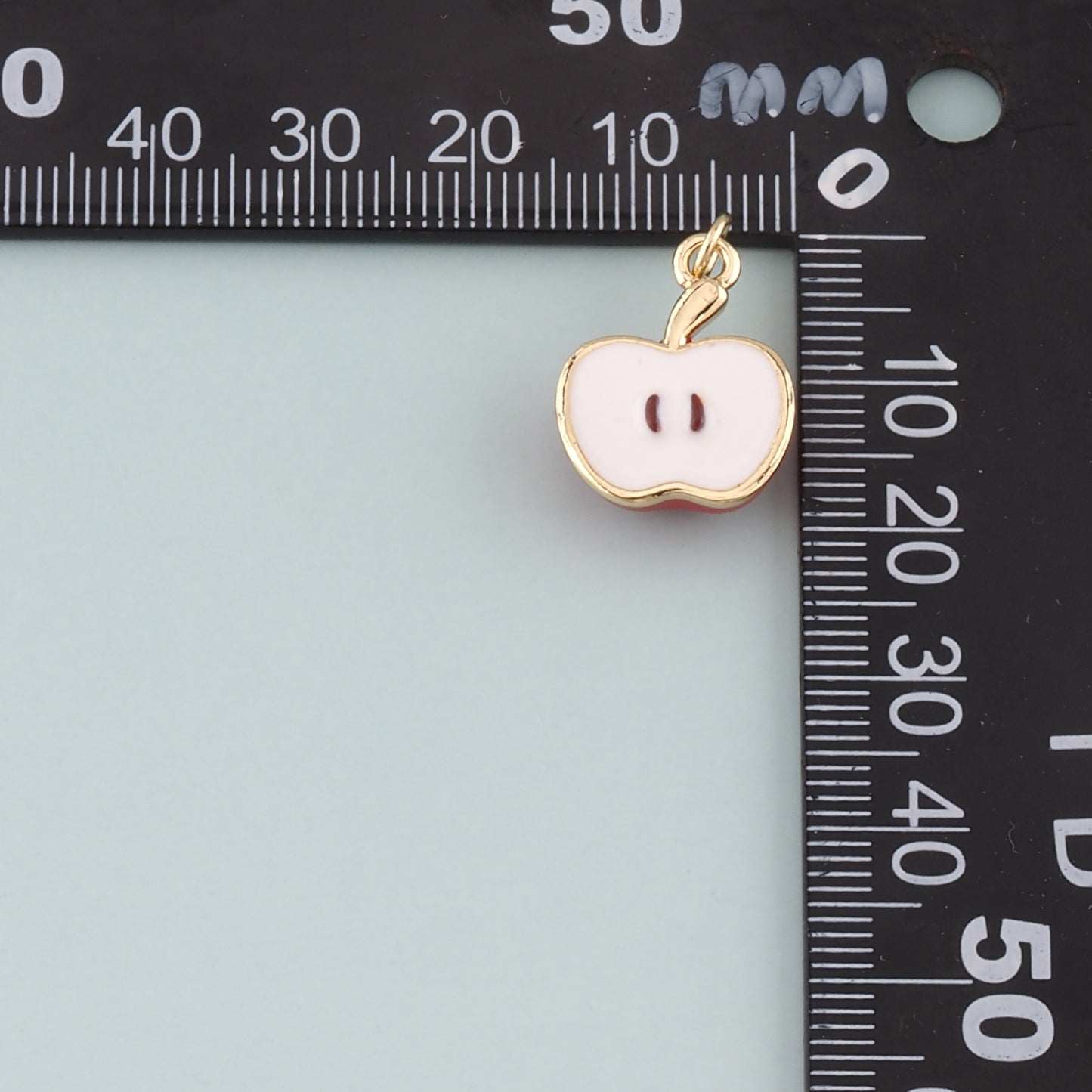 Gold Apple Charms,18K Gold Filled Apple Pendant,Enamel Fruit Charm Bracelet Necklace for DIY Jewelry Making Supply