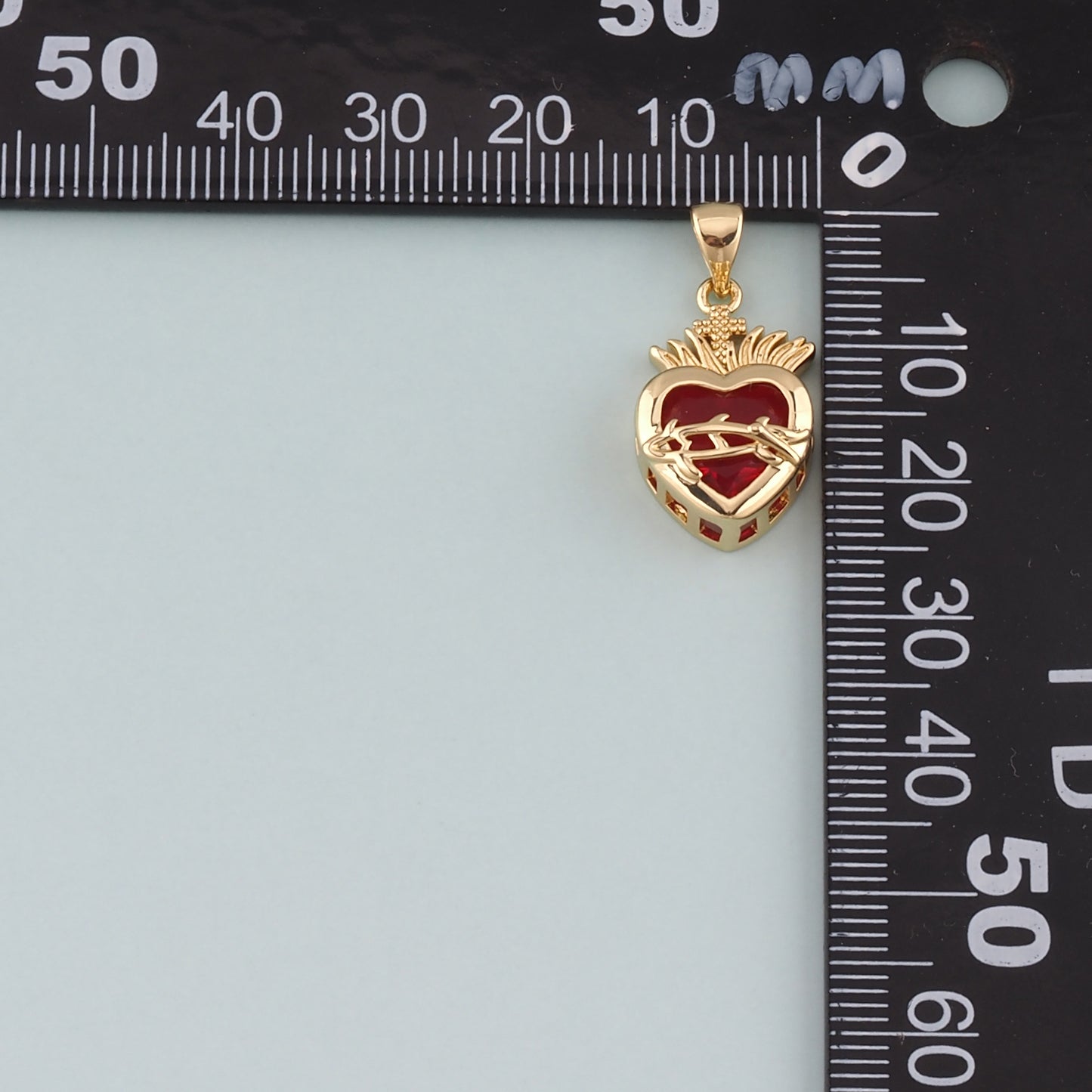Gold Heart Charms,18K Gold Filled Sacred Heart Pendant,Dainty Religion Charm Bracelet Necklace for DIY Jewelry Making Supply