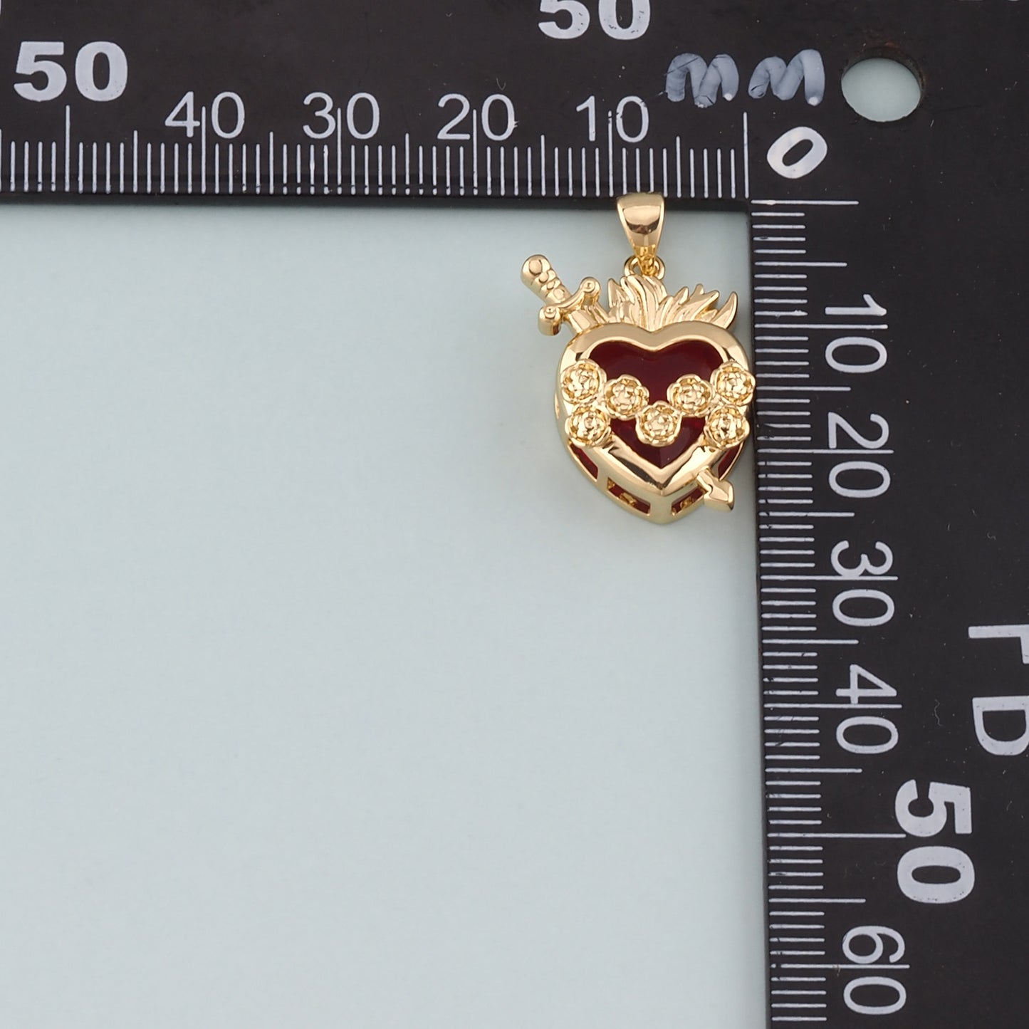 Gold Heart Charms,18K Gold Filled Sacred Heart Pendant,Dainty Religion Charm Bracelet Necklace for DIY Jewelry Making Supply