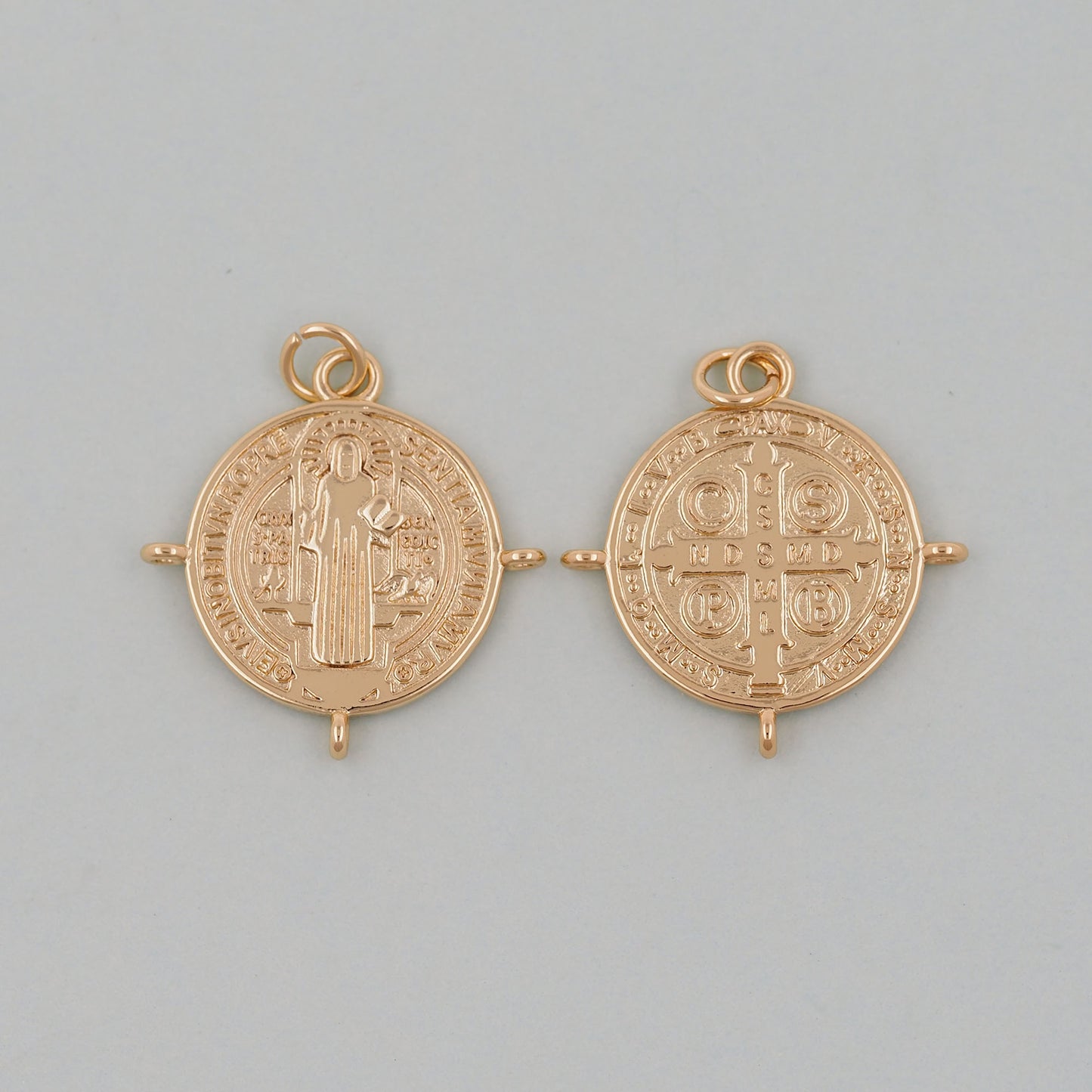 Gold Double sided Charms,18K Gold Filled Cross Pendant,Jesus Charm Bracelet Necklace for DIY Jewelry Making Supply